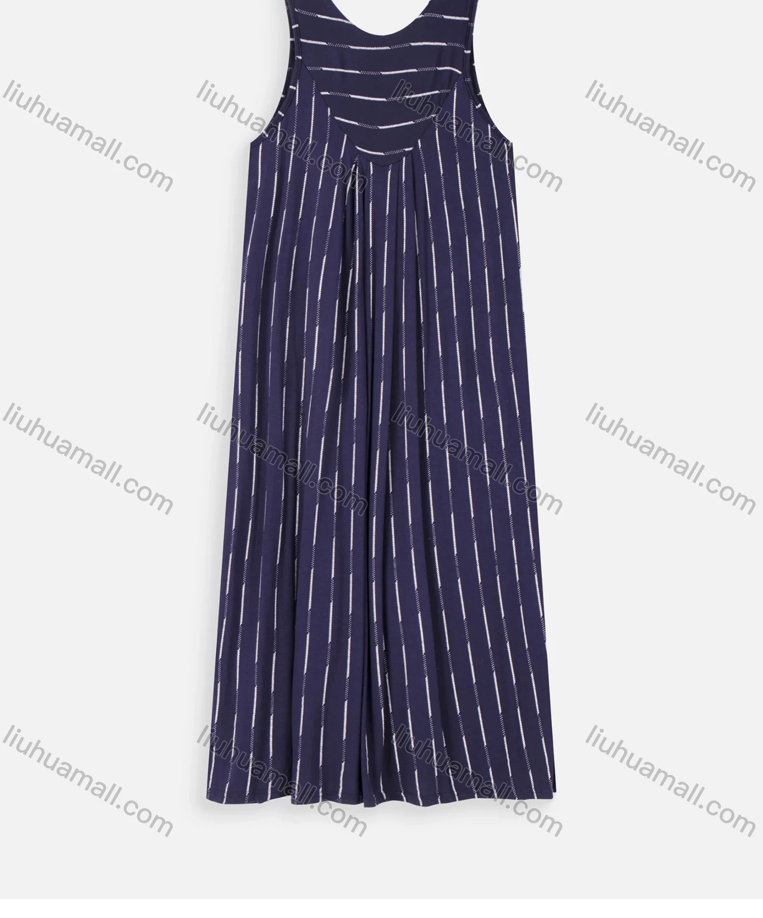 Wholesale Women's Casual Sleeveless Ruched Hem Striped Maxi Tank Dress 1457# - Liuhuamall