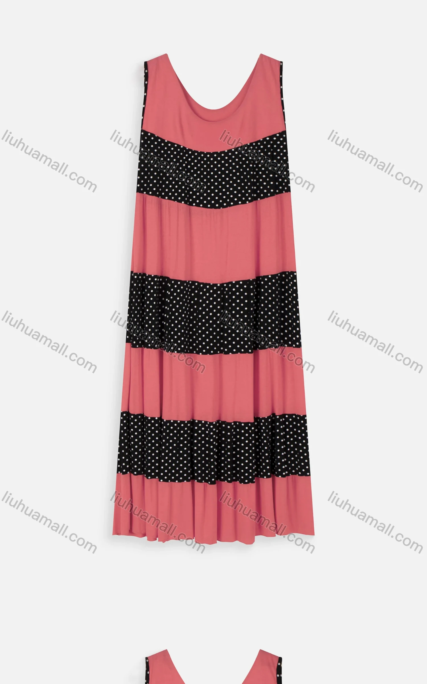 Wholesale Women's Casual Sleeveless Polka Dots Print Splicing Maxi Tank Dress 306# - Liuhuamall