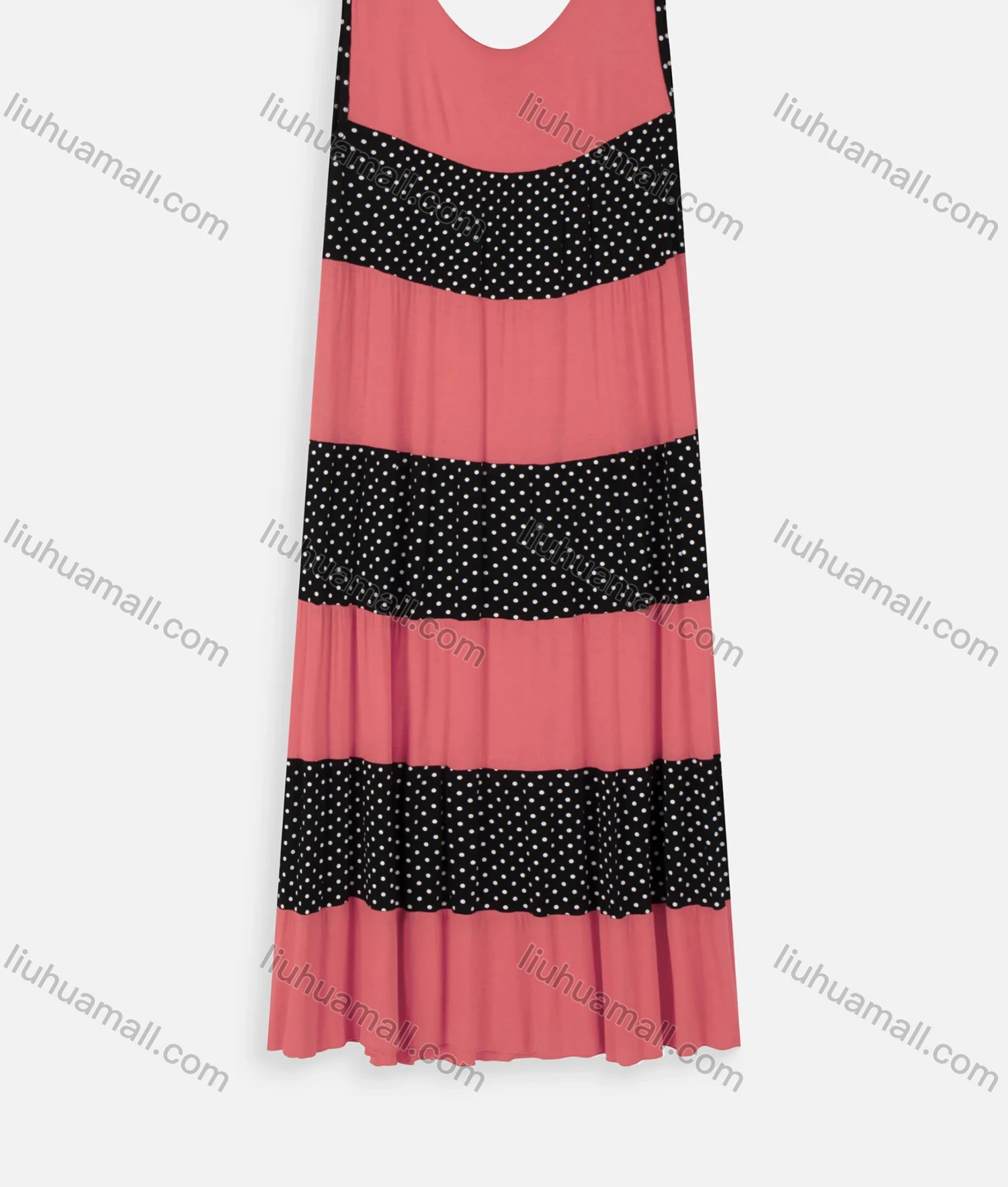 Wholesale Women's Casual Sleeveless Polka Dots Print Splicing Maxi Tank Dress 306# - Liuhuamall