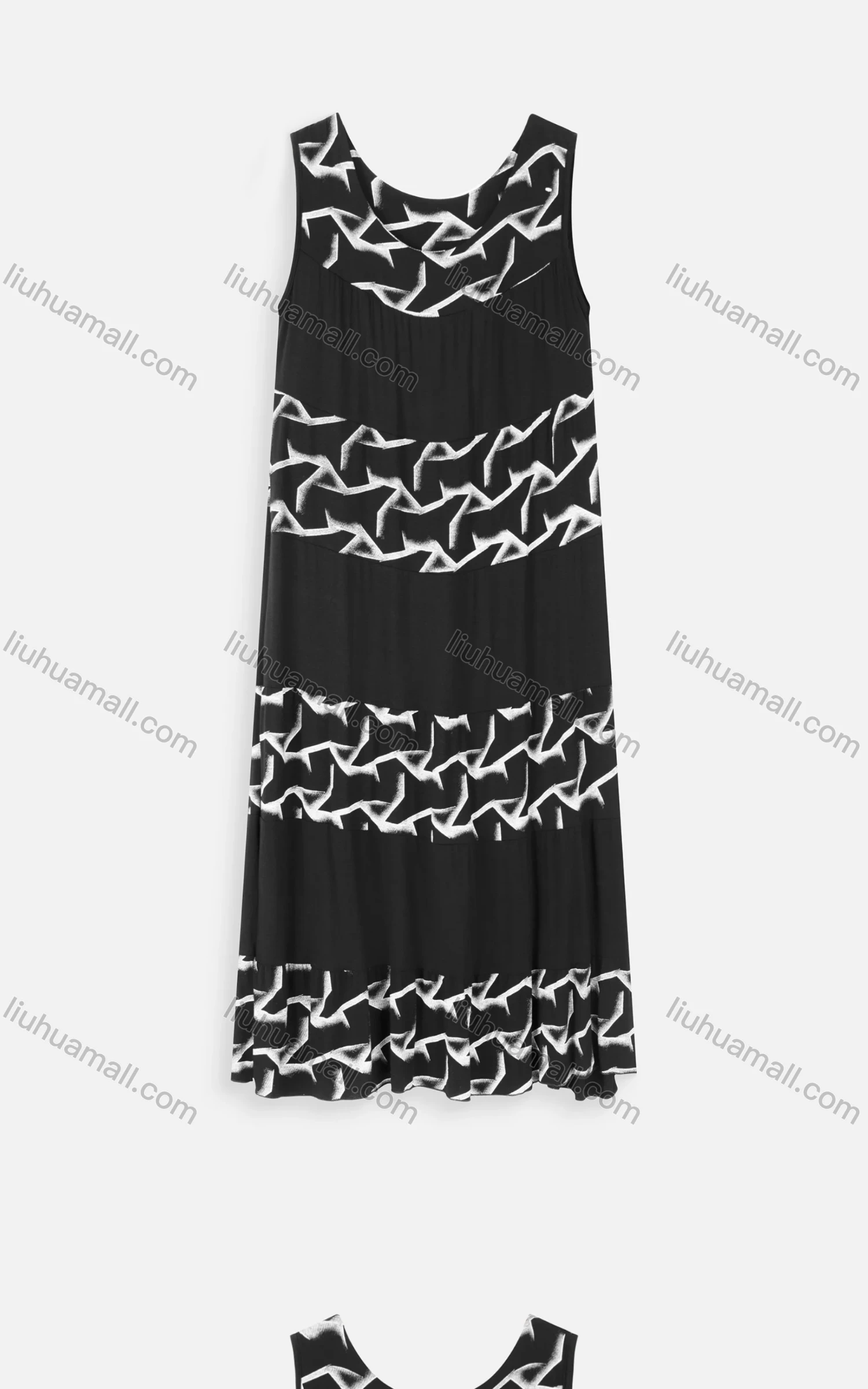 Wholesale Women's Casual Sleeveless Abstract Print Ruched Colorblock Maxi Tank Dress 304# - Liuhuamall