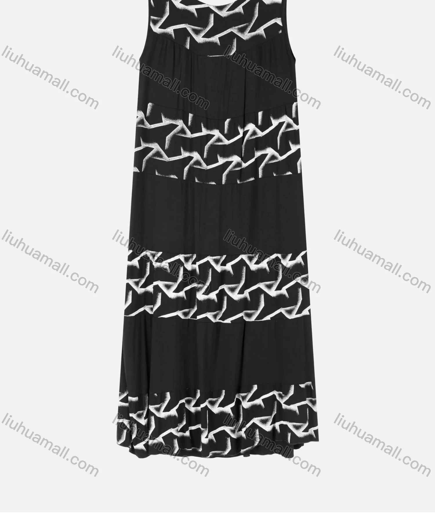 Wholesale Women's Casual Sleeveless Abstract Print Ruched Colorblock Maxi Tank Dress 304# - Liuhuamall