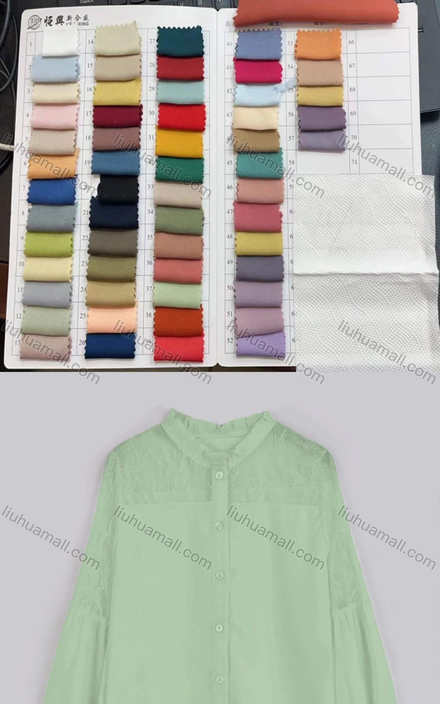 Wholesale Women's Casual Plain Ruffle Neck Poet Sleeve Sheer Lace Button Down Shirt - Liuhuamall