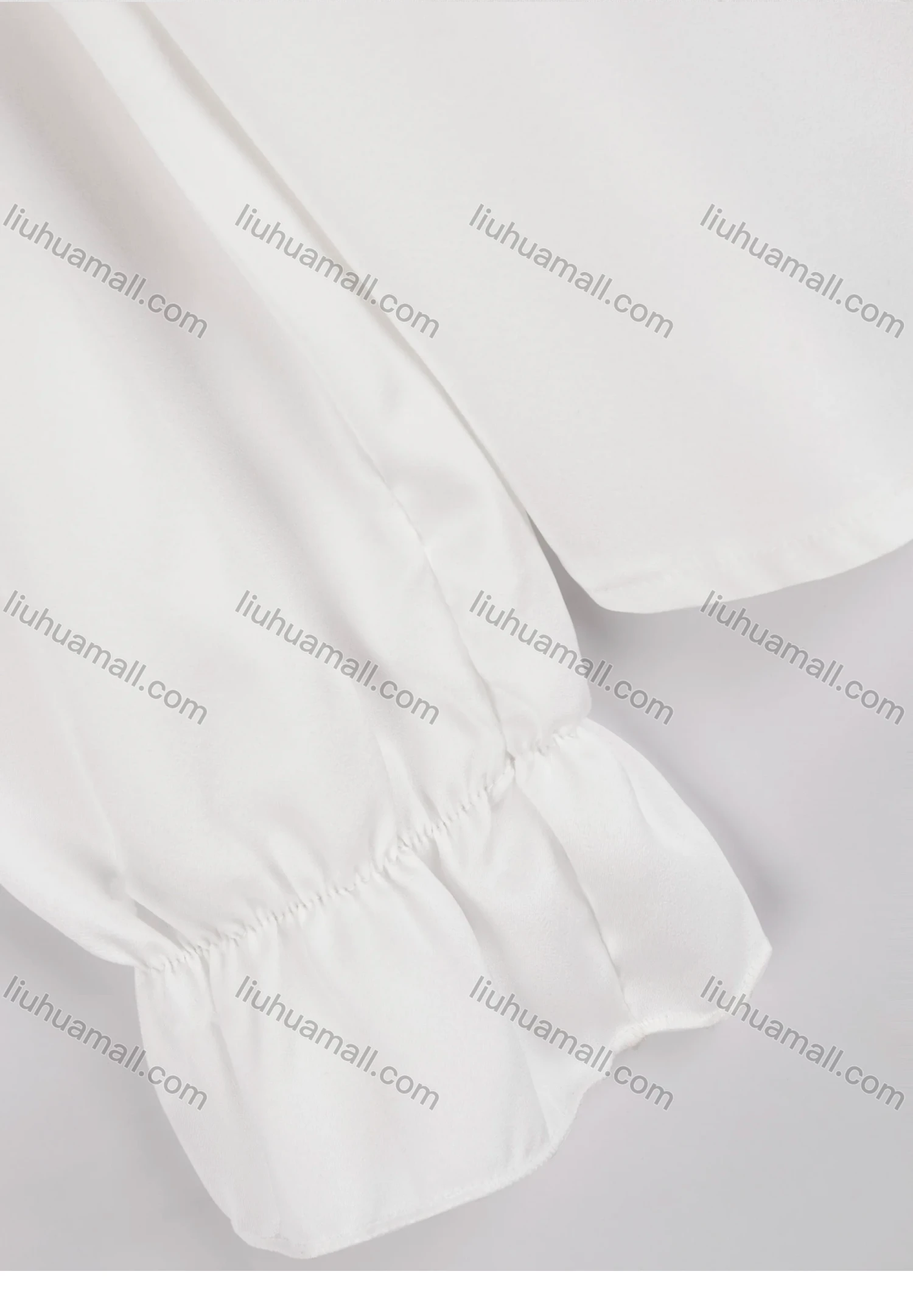 Wholesale Women's Casual Plain Ruffle Neck Poet Sleeve Sheer Lace Button Down Shirt - Liuhuamall