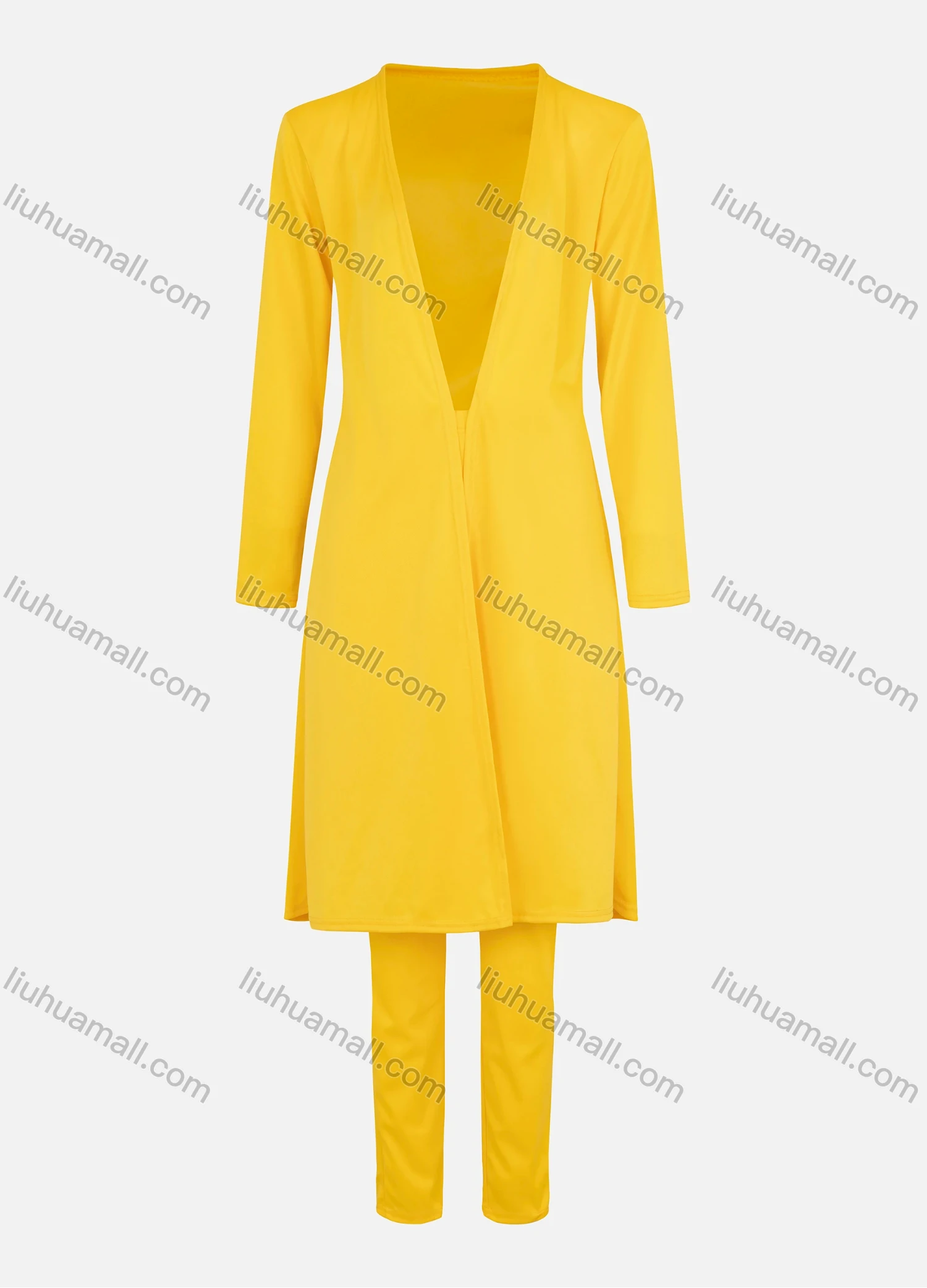 Wholesale Women's Elegant Plain Mid Length Cardigan 2 Piece Set 214105# - Liuhuamall