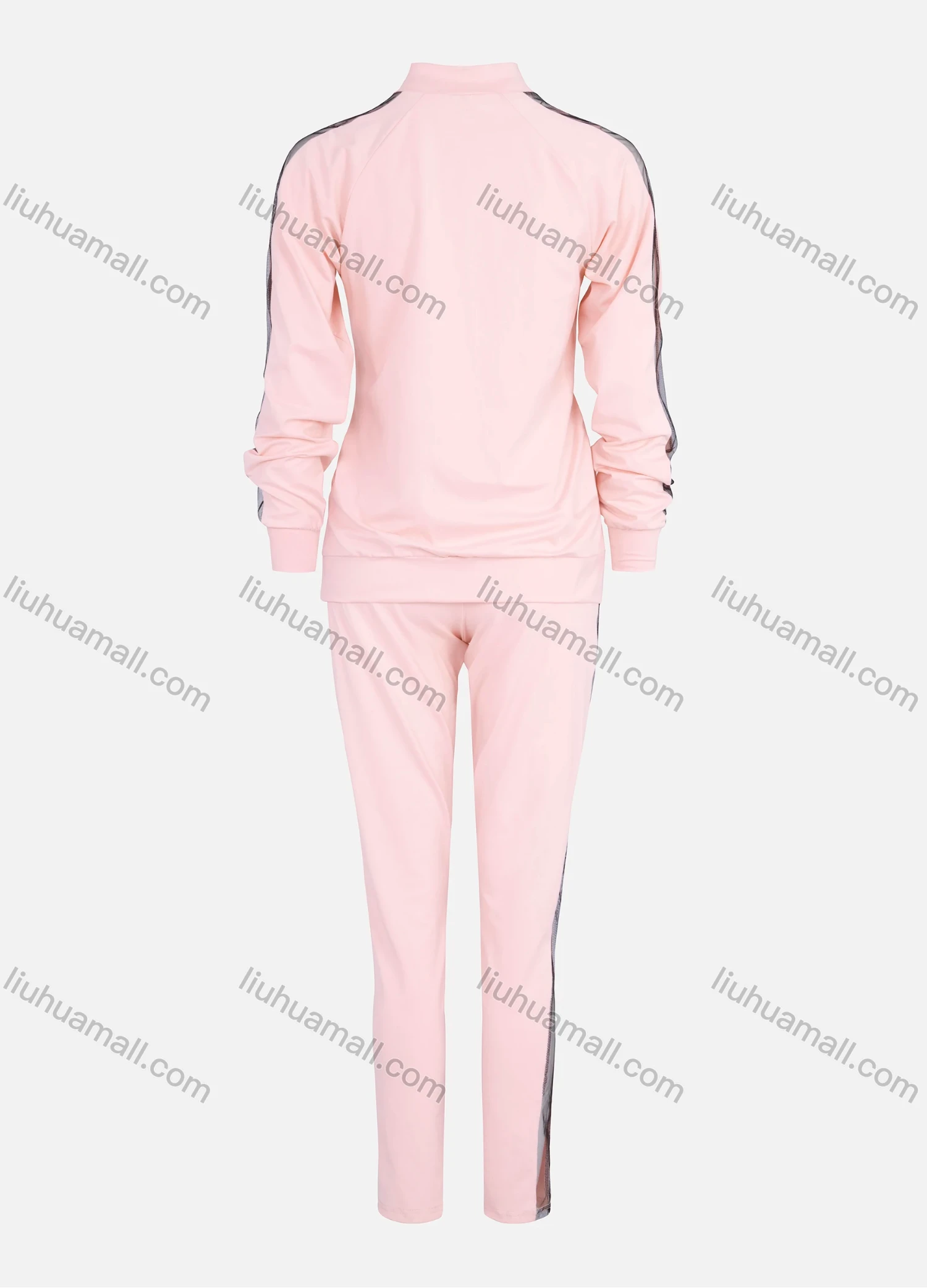 Wholesale Women's Side Mesh See Through Long Sleeve Jacket 3 Piece Set 211201# - Liuhuamall