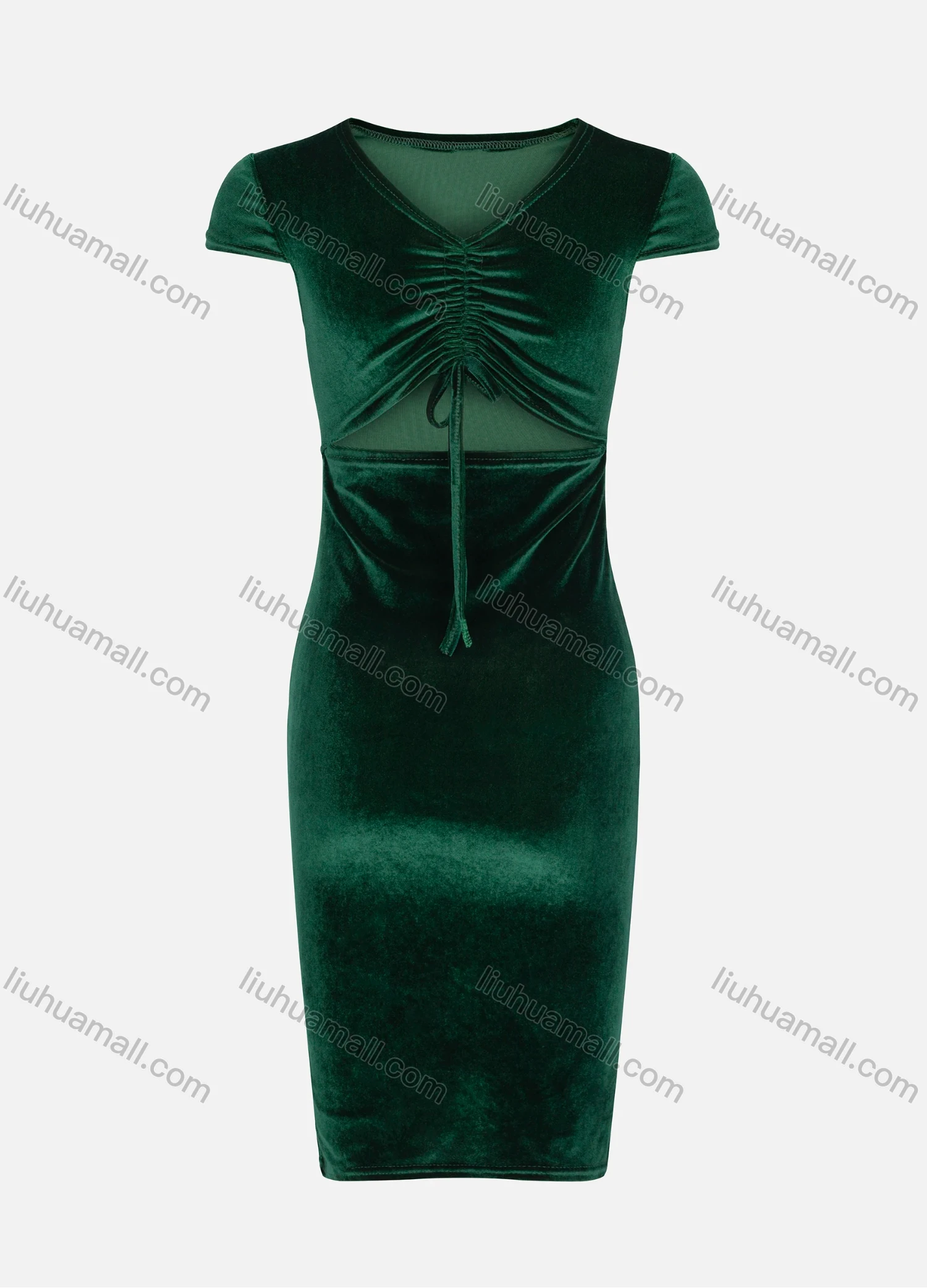 Wholesale Women's Sexy Velvet Bateau Neck Cap Sleeve Cutout Cocktail Dress 6044# - Liuhuamall