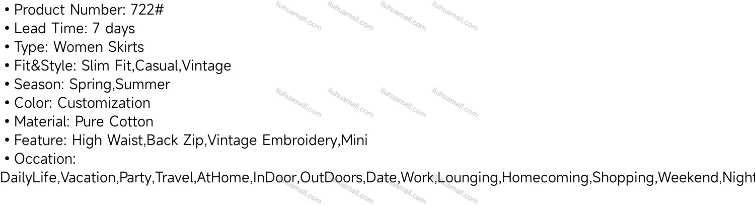 Wholesale Women's Elegant High Waist Back Zip Vintage Embroidery Mini Skirts - Liuhuamall