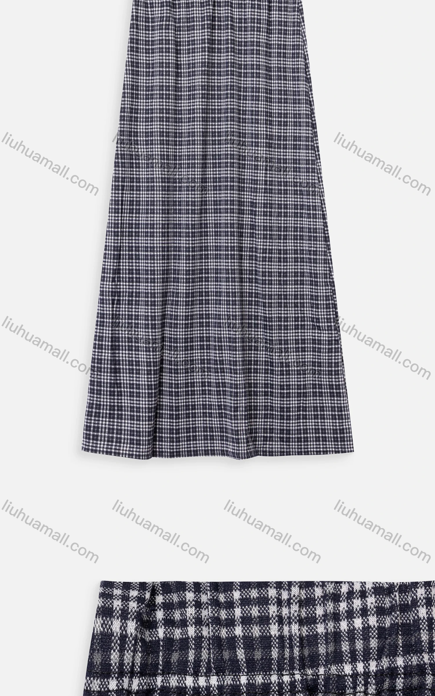 Wholesale Women's Casual Gingham Print Regular-fit, Maxi Skirt 0007-2# - Liuhuamall