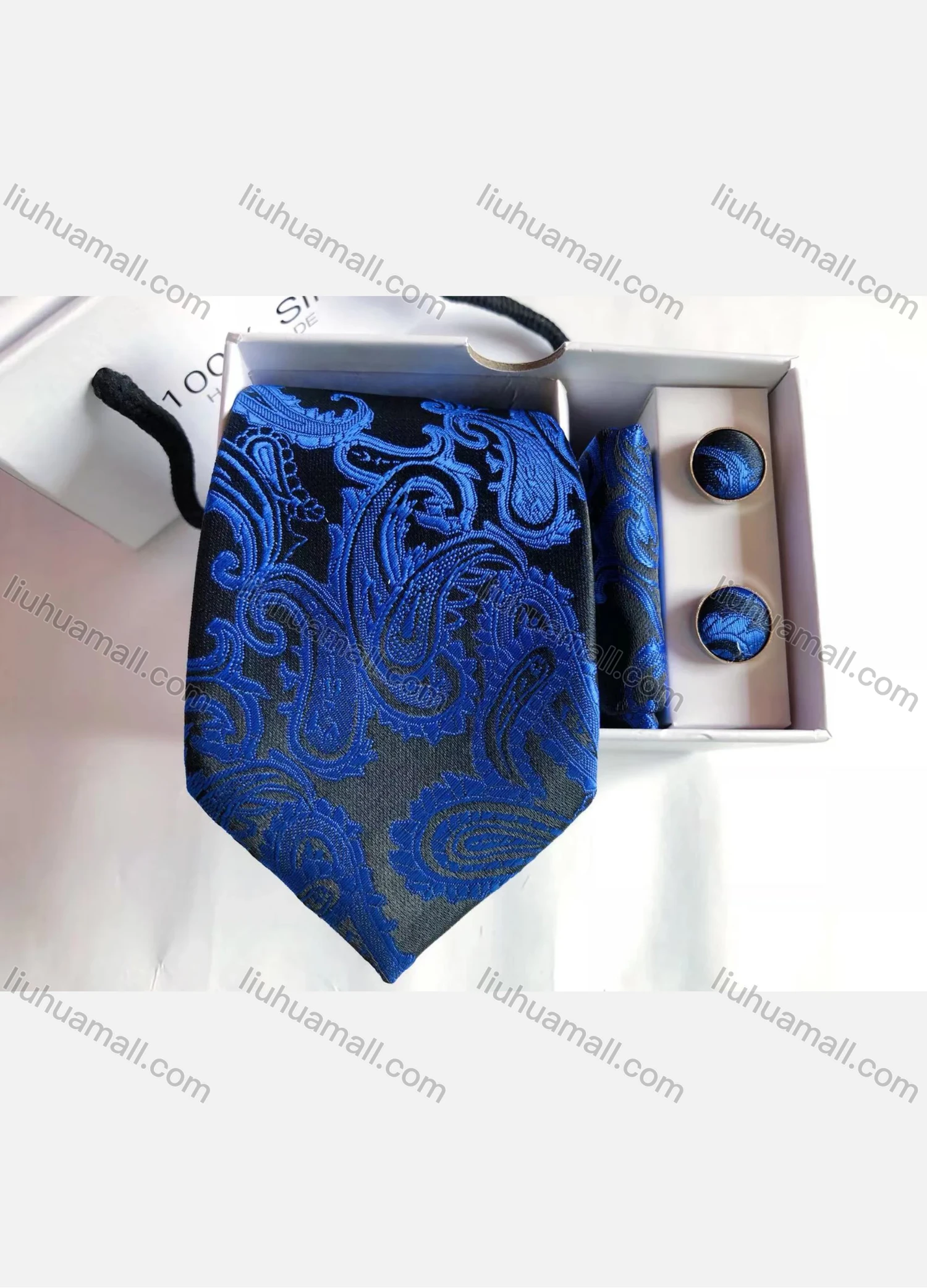 Wholesale Men's Fashion Paisley Embroidery Tie & Pocket Square & Cufflinks Sets - Liuhuamall