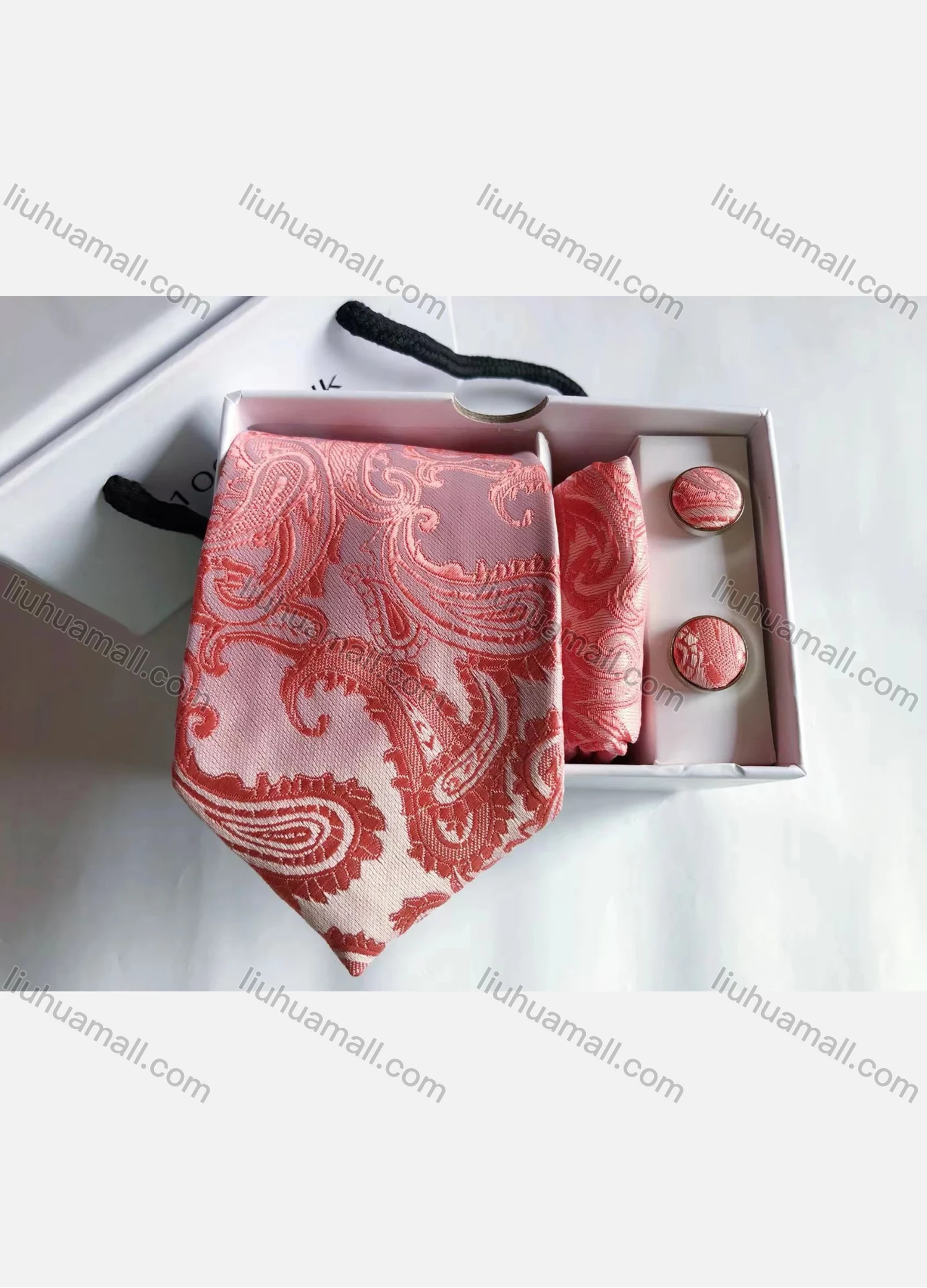 Wholesale Men's Fashion Paisley Embroidery Tie & Pocket Square & Cufflinks Sets - Liuhuamall