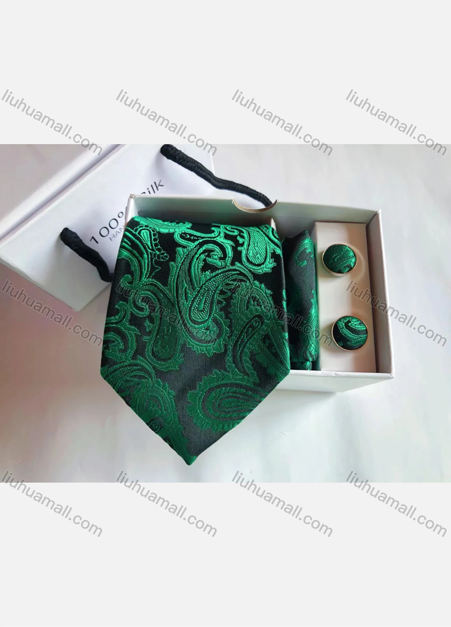 Wholesale Men's Fashion Paisley Embroidery Tie & Pocket Square & Cufflinks Sets - Liuhuamall