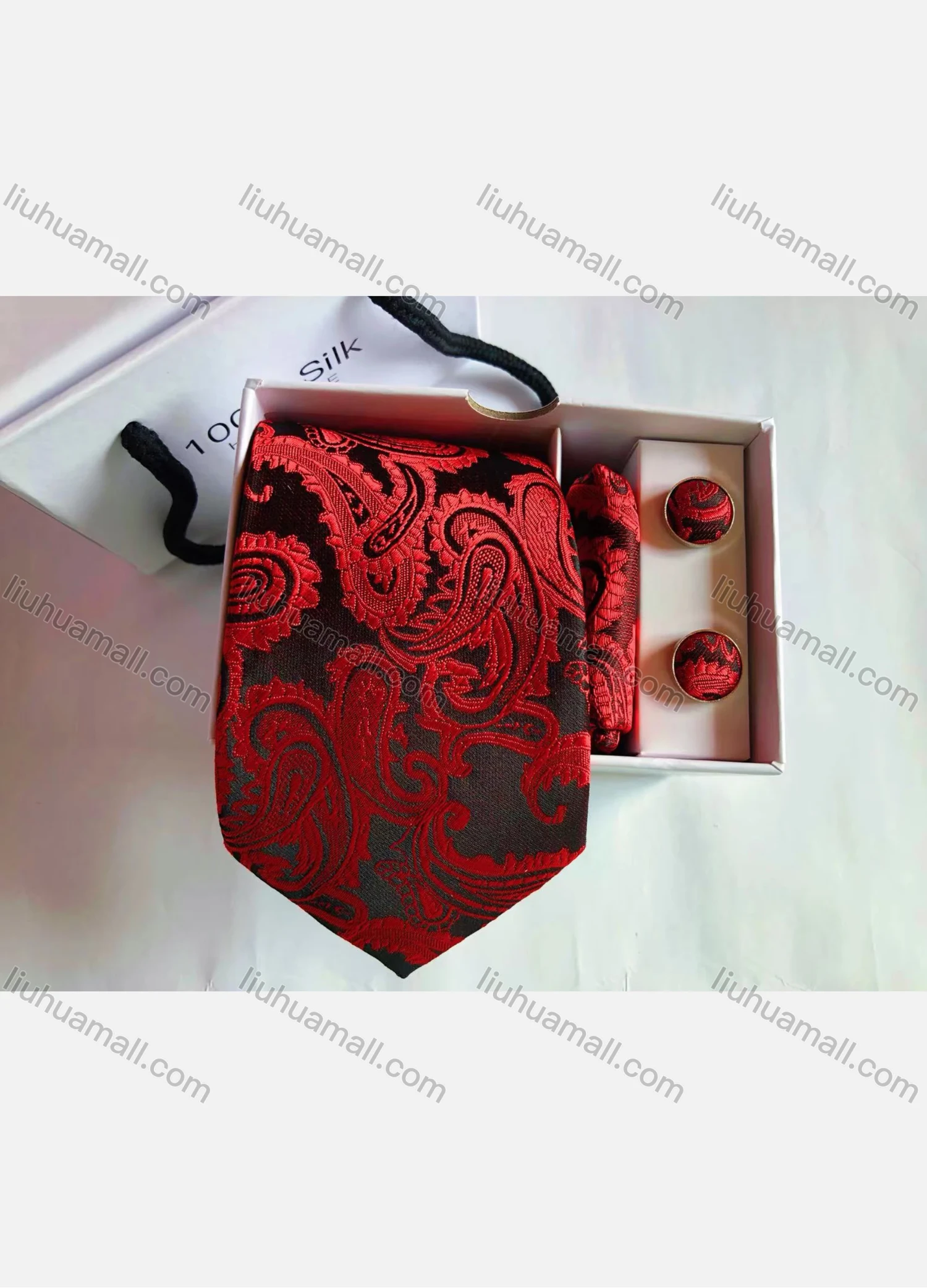 Wholesale Men's Fashion Paisley Embroidery Tie & Pocket Square & Cufflinks Sets - Liuhuamall