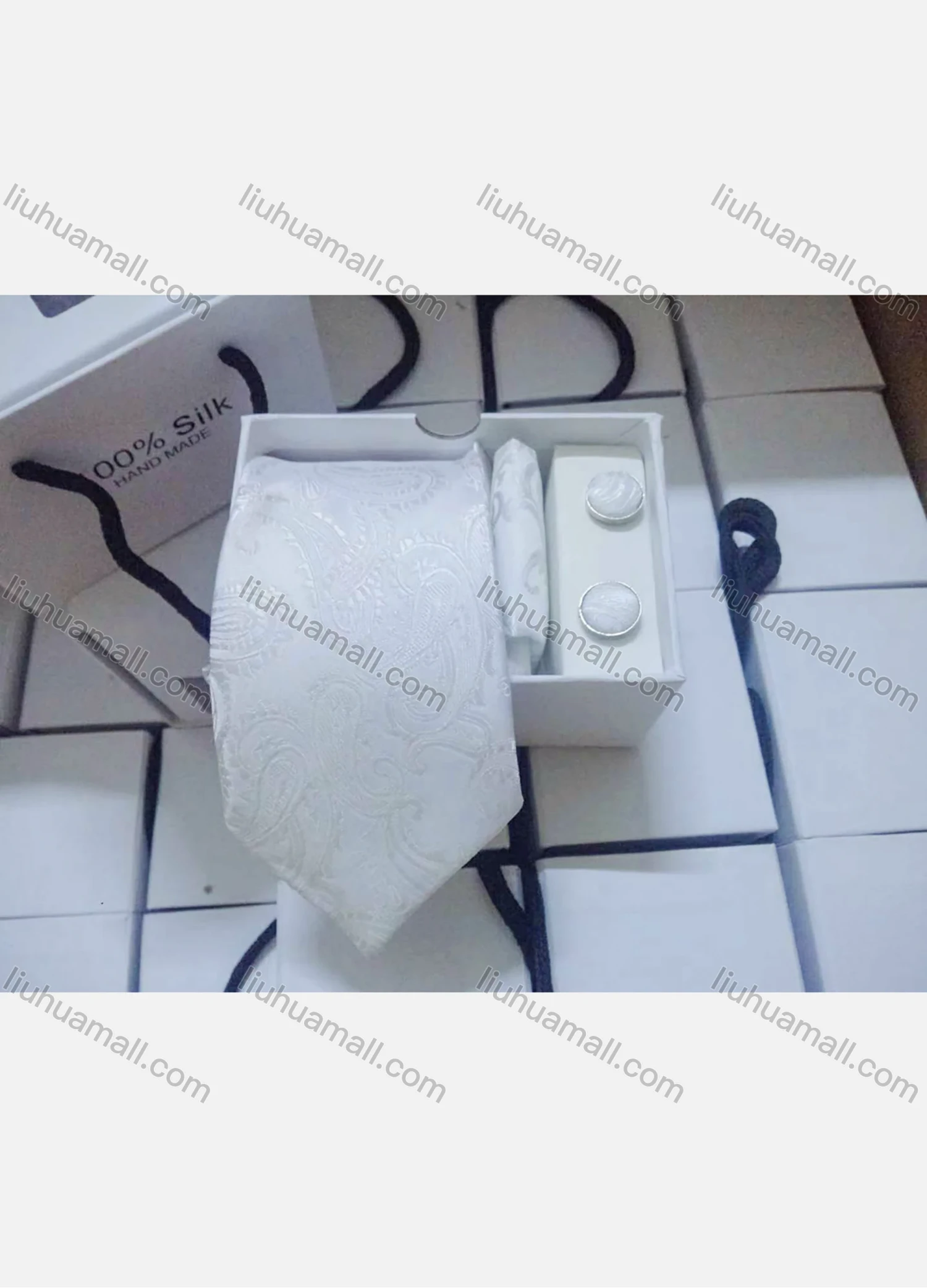 Wholesale Men's Fashion Paisley Embroidery Tie & Pocket Square & Cufflinks Sets - Liuhuamall