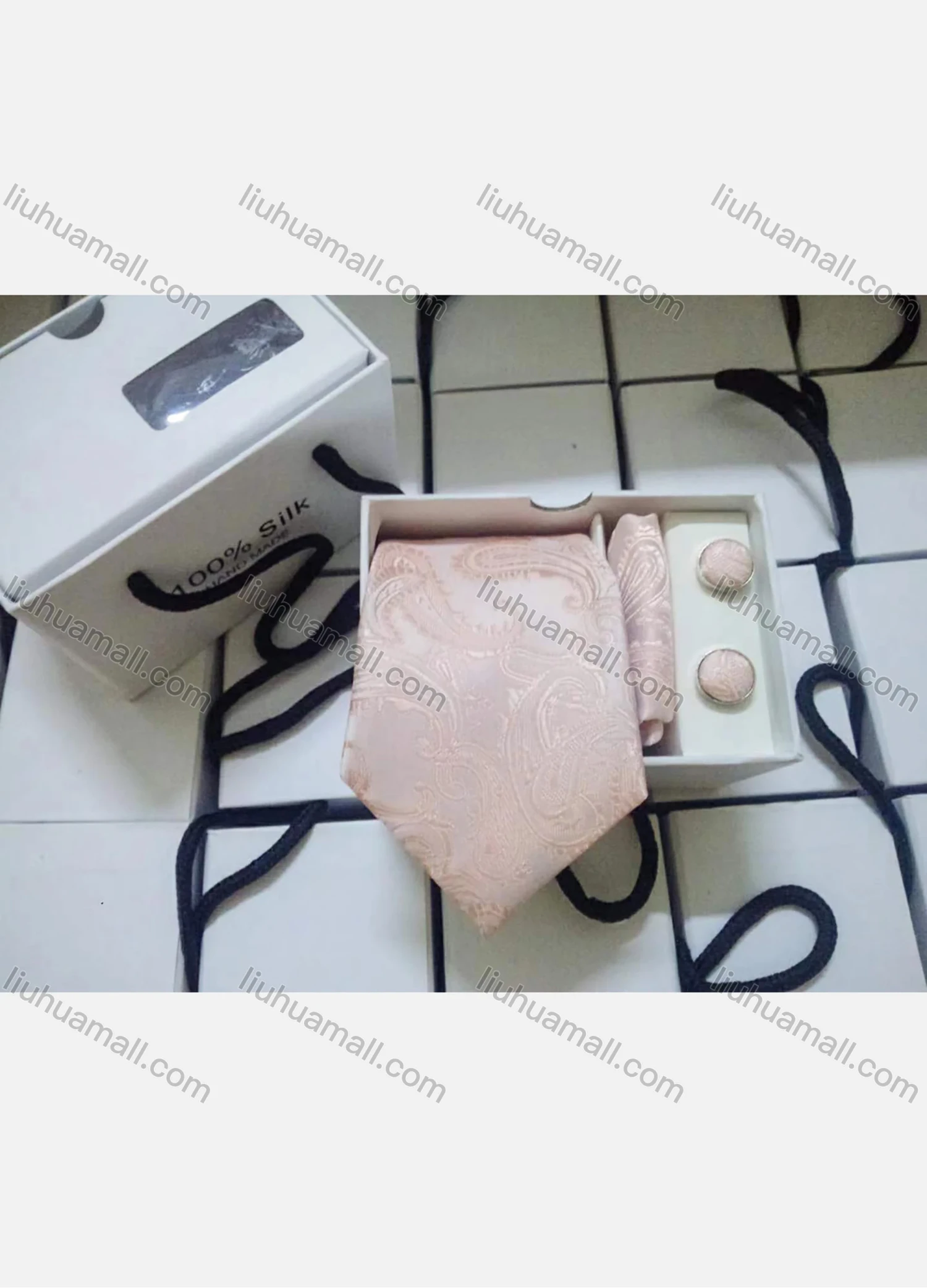 Wholesale Men's Fashion Paisley Embroidery Tie & Pocket Square & Cufflinks Sets - Liuhuamall