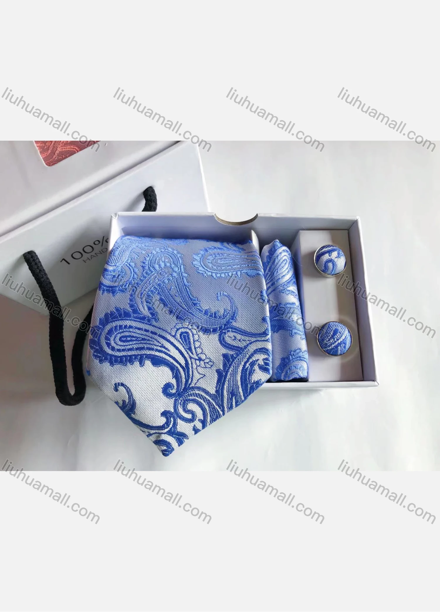 Wholesale Men's Fashion Paisley Embroidery Tie & Pocket Square & Cufflinks Sets - Liuhuamall