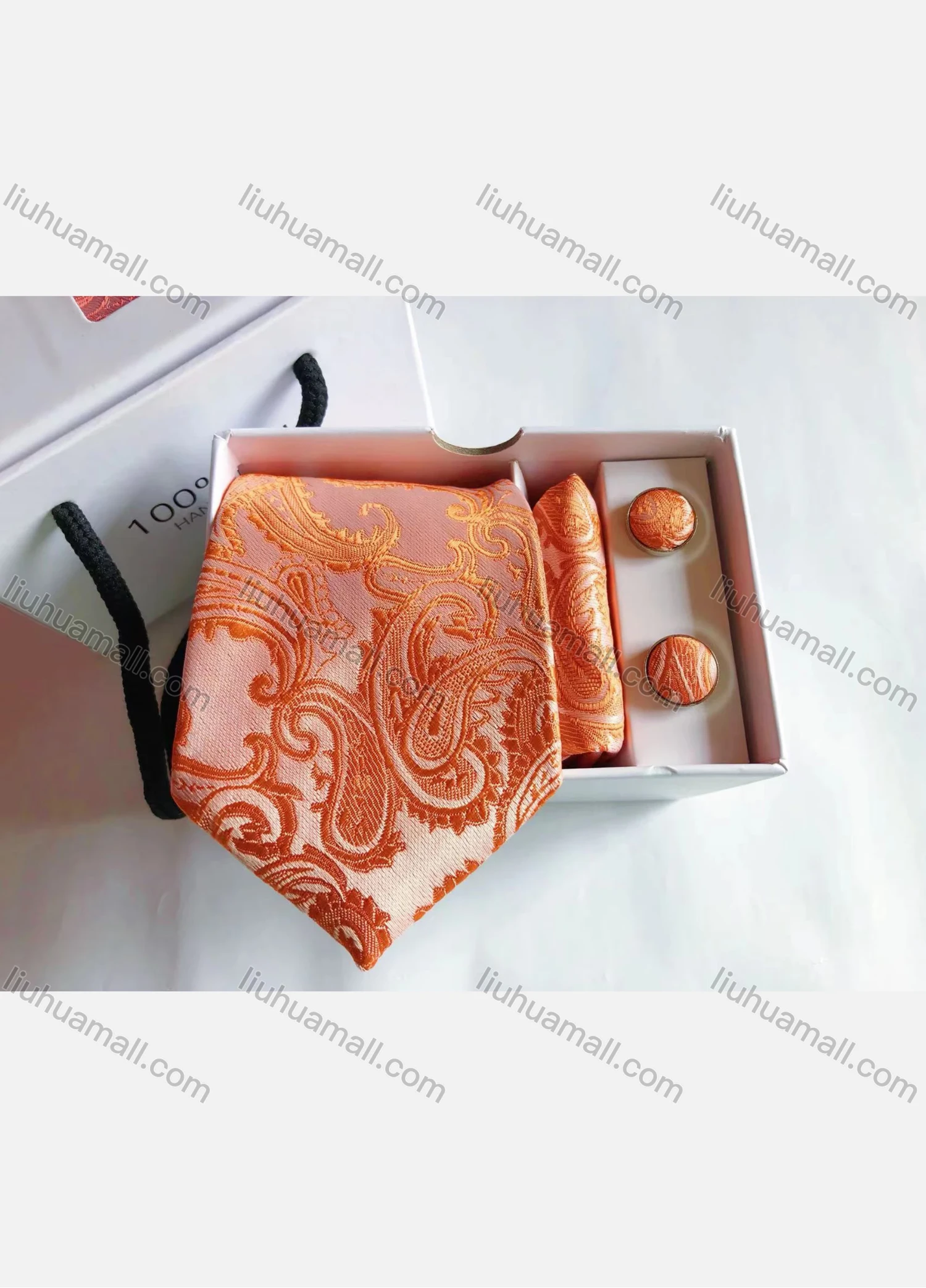Wholesale Men's Fashion Paisley Embroidery Tie & Pocket Square & Cufflinks Sets - Liuhuamall