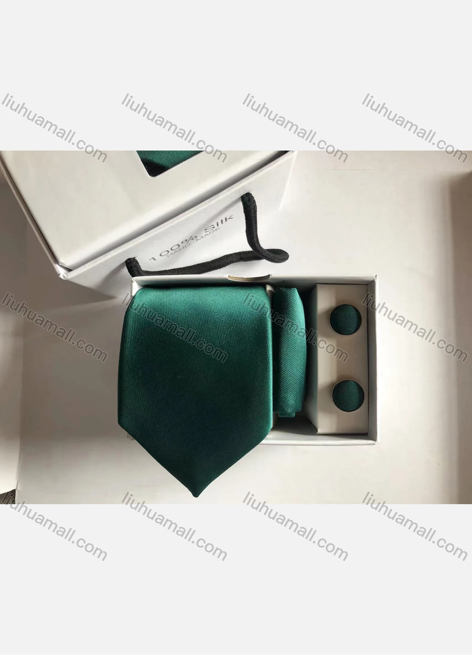 Wholesale Men's Classic Plain Satin Tie & Pocket Square & Cufflinks Sets - Liuhuamall