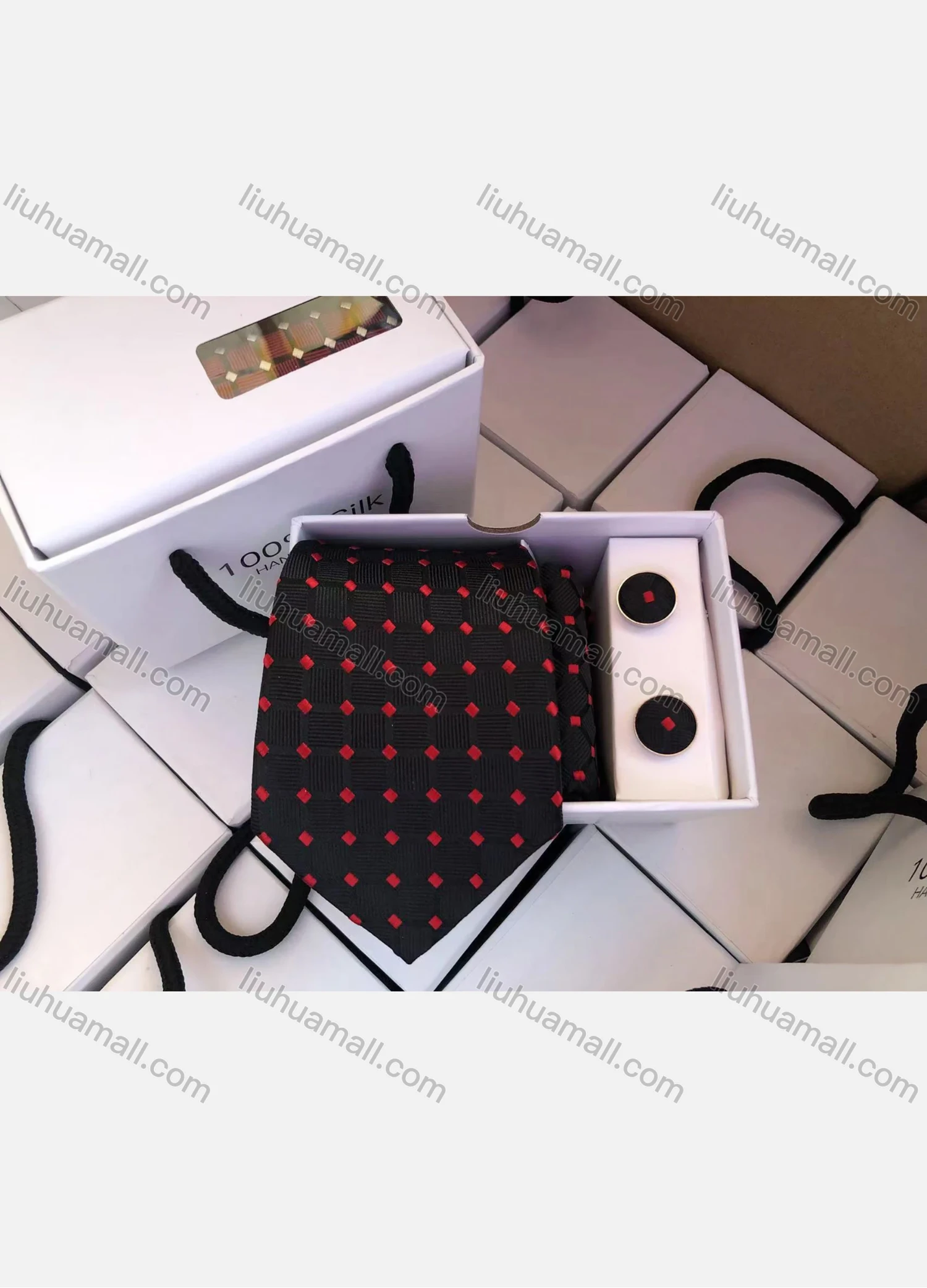 Wholesale Men's Fashion Plaid Tie & Pocket Square & Cufflinks Sets - Liuhuamall