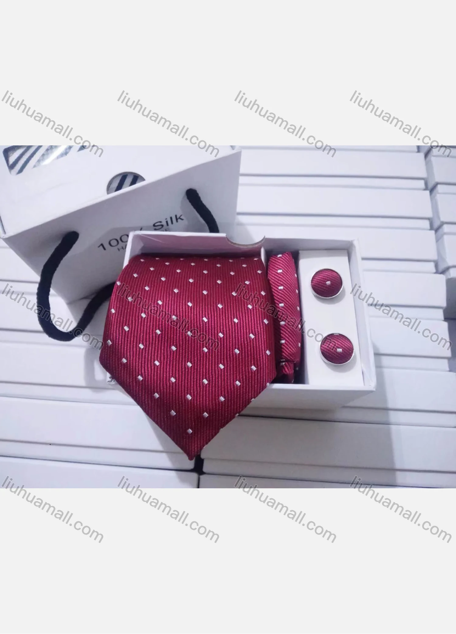 Wholesale Men's Trendy Allover Print Tie & Pocket Square & Pair Cufflinks Sets - Liuhuamall