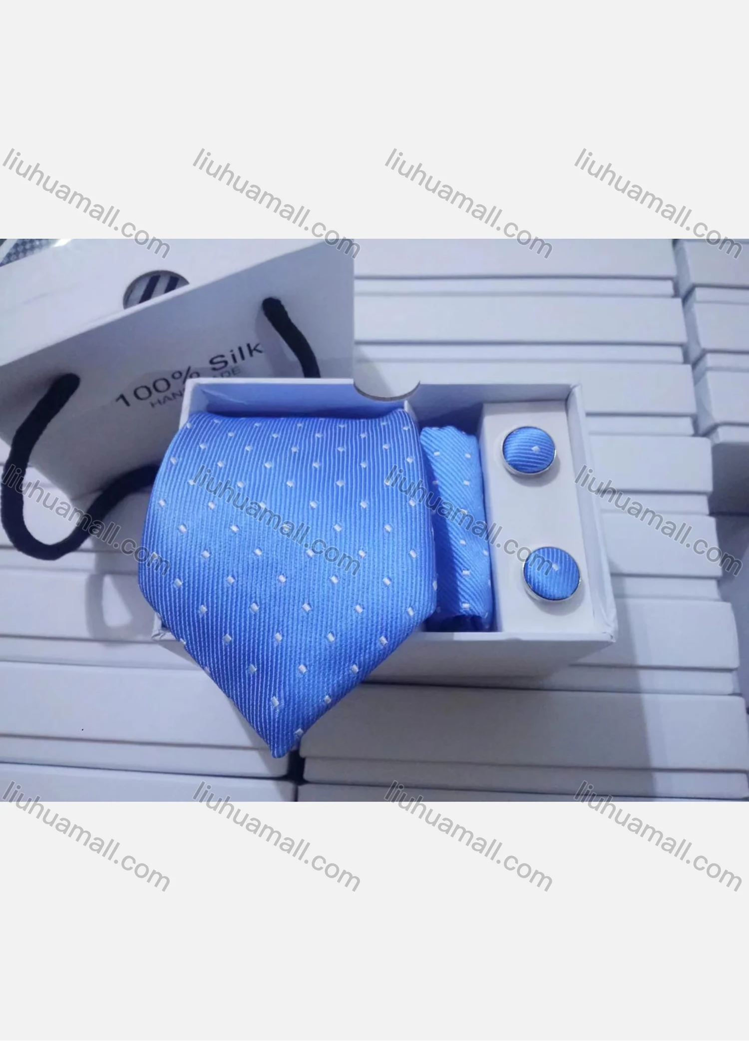 Wholesale Men's Trendy Allover Print Tie & Pocket Square & Pair Cufflinks Sets - Liuhuamall