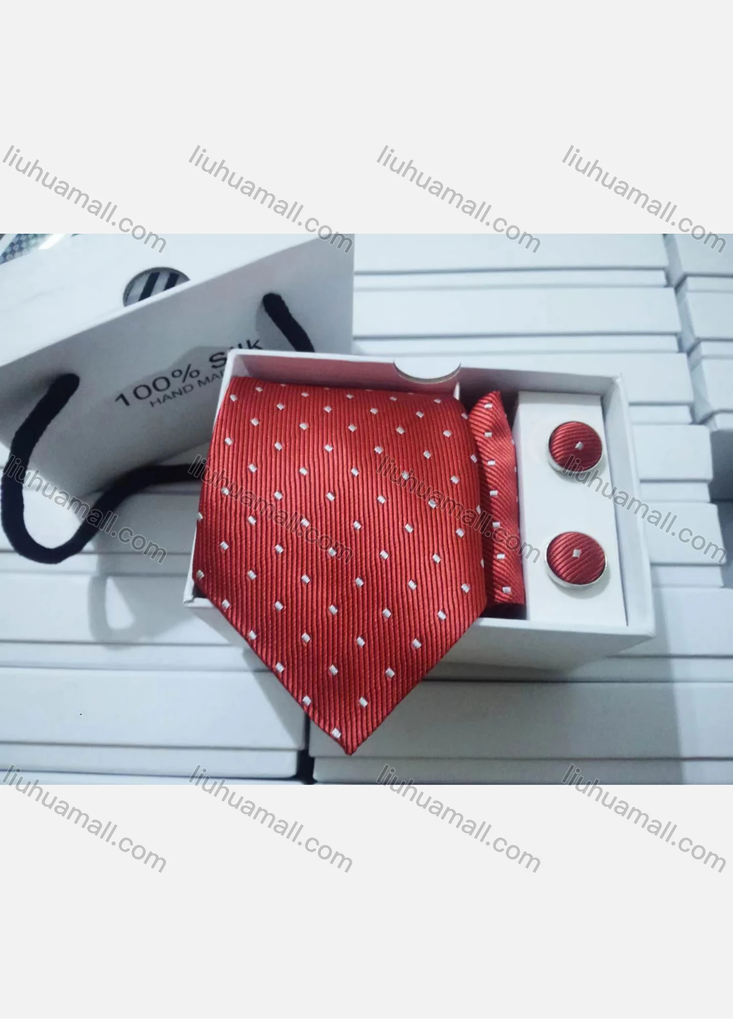 Wholesale Men's Trendy Allover Print Tie & Pocket Square & Pair Cufflinks Sets - Liuhuamall