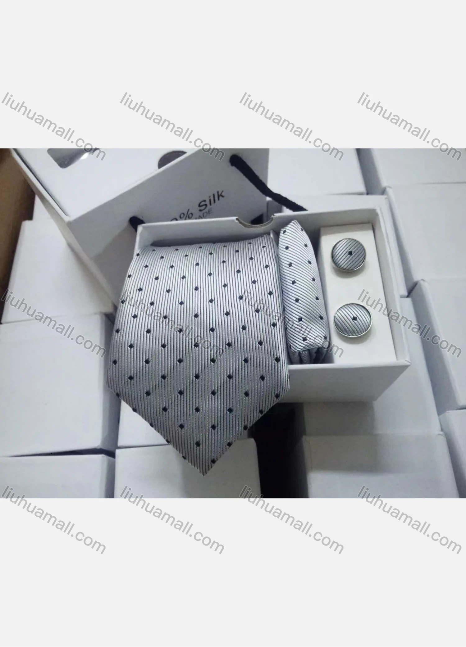 Wholesale Men's Trendy Allover Print Tie & Pocket Square & Pair Cufflinks Sets - Liuhuamall