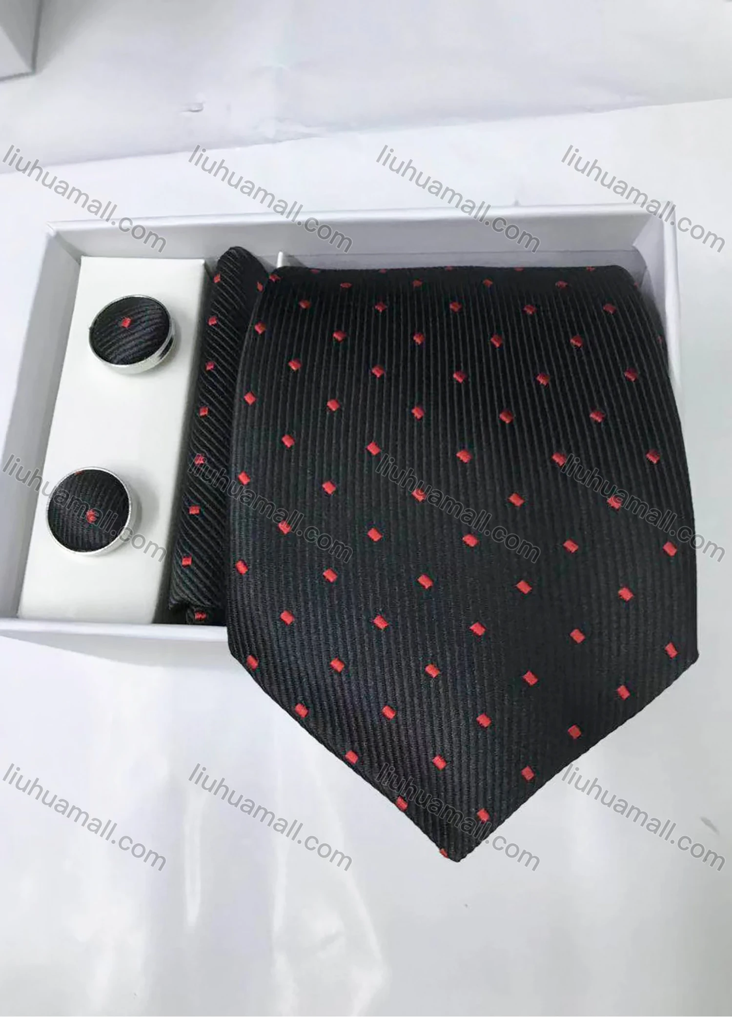 Wholesale Men's Business Allover Print Tie & Pocket Square & Pair Cufflinks Sets - Liuhuamall