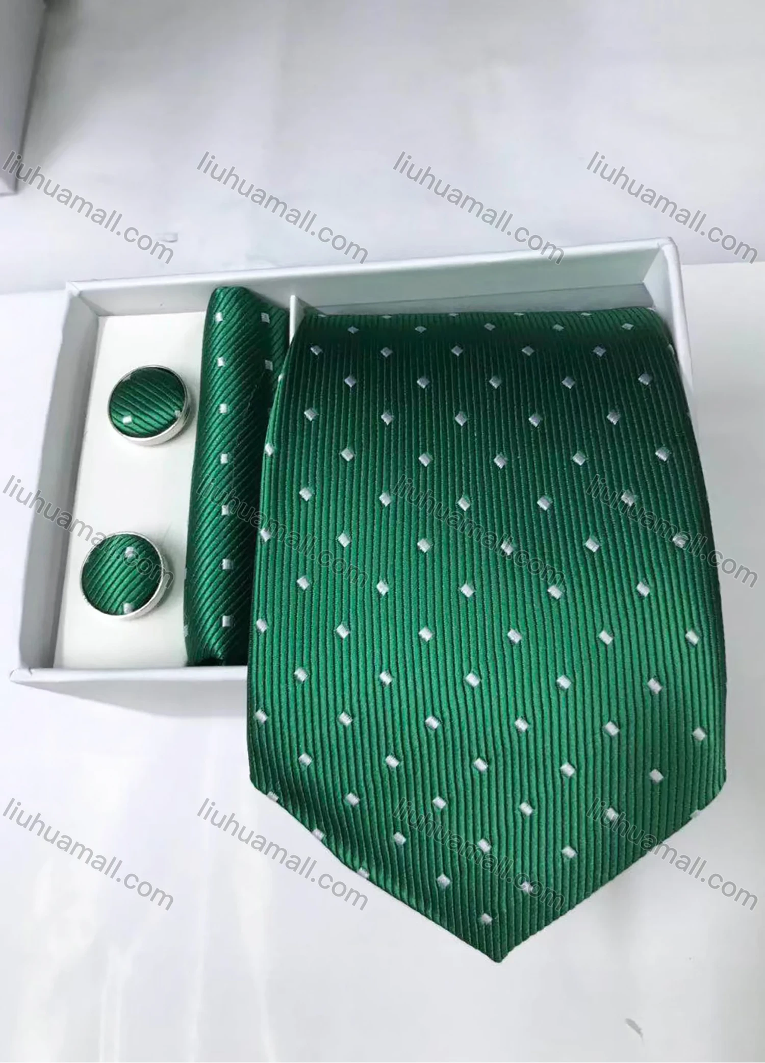 Wholesale Men's Business Allover Print Tie & Pocket Square & Pair Cufflinks Sets - Liuhuamall