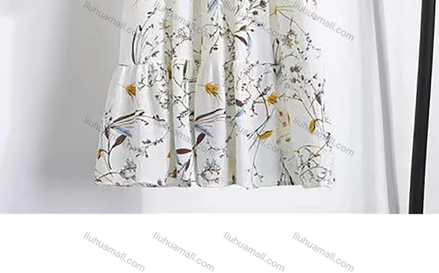 Wholesale Women's Casual Long Sleeve Tie Front Floral Print Ruffle Hem Chiffon Midi Dress 8010# - Liuhuamall