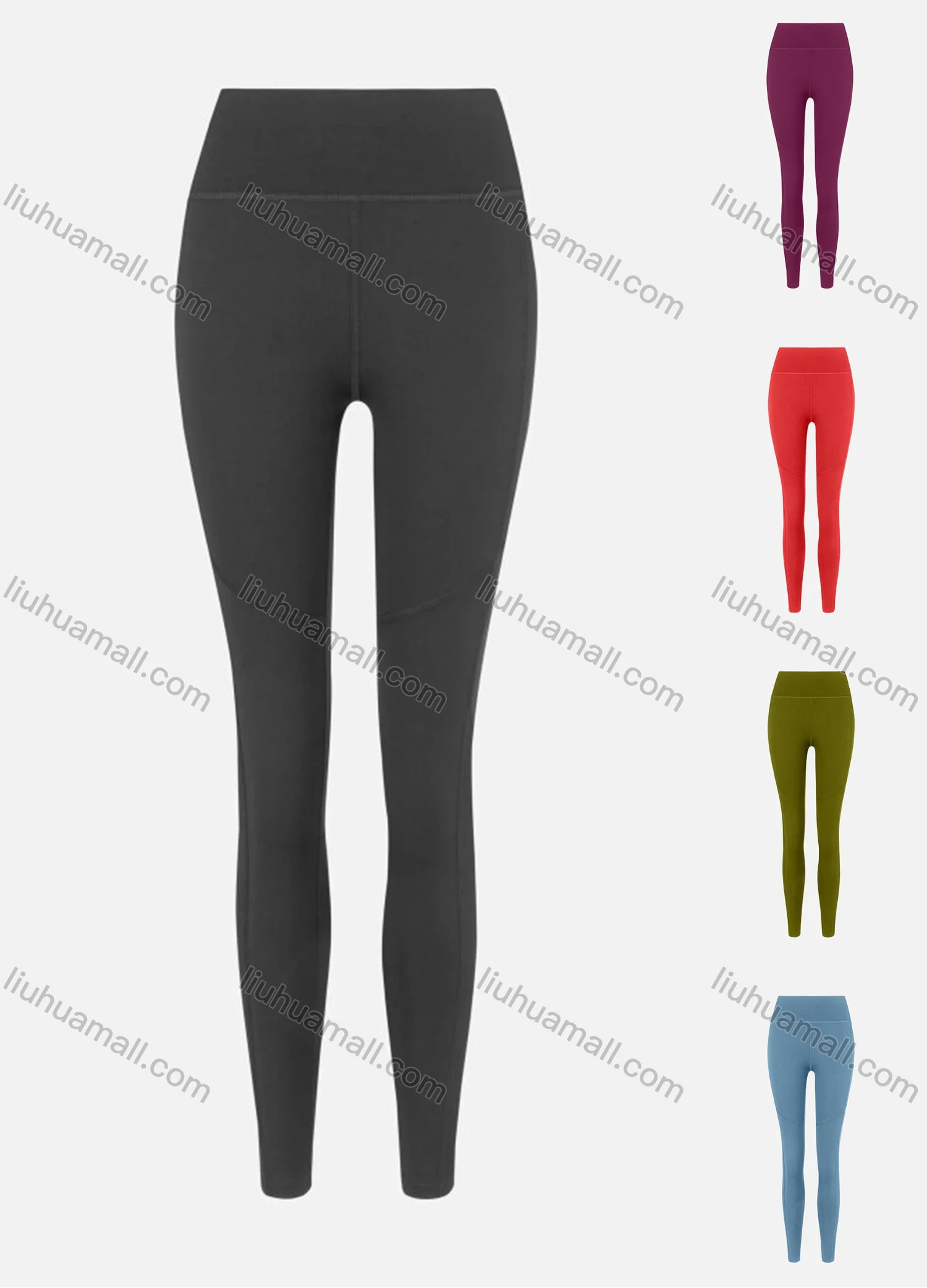 Wholesale Women's Sporty Plain High Waist Leggings - Liuhuamall