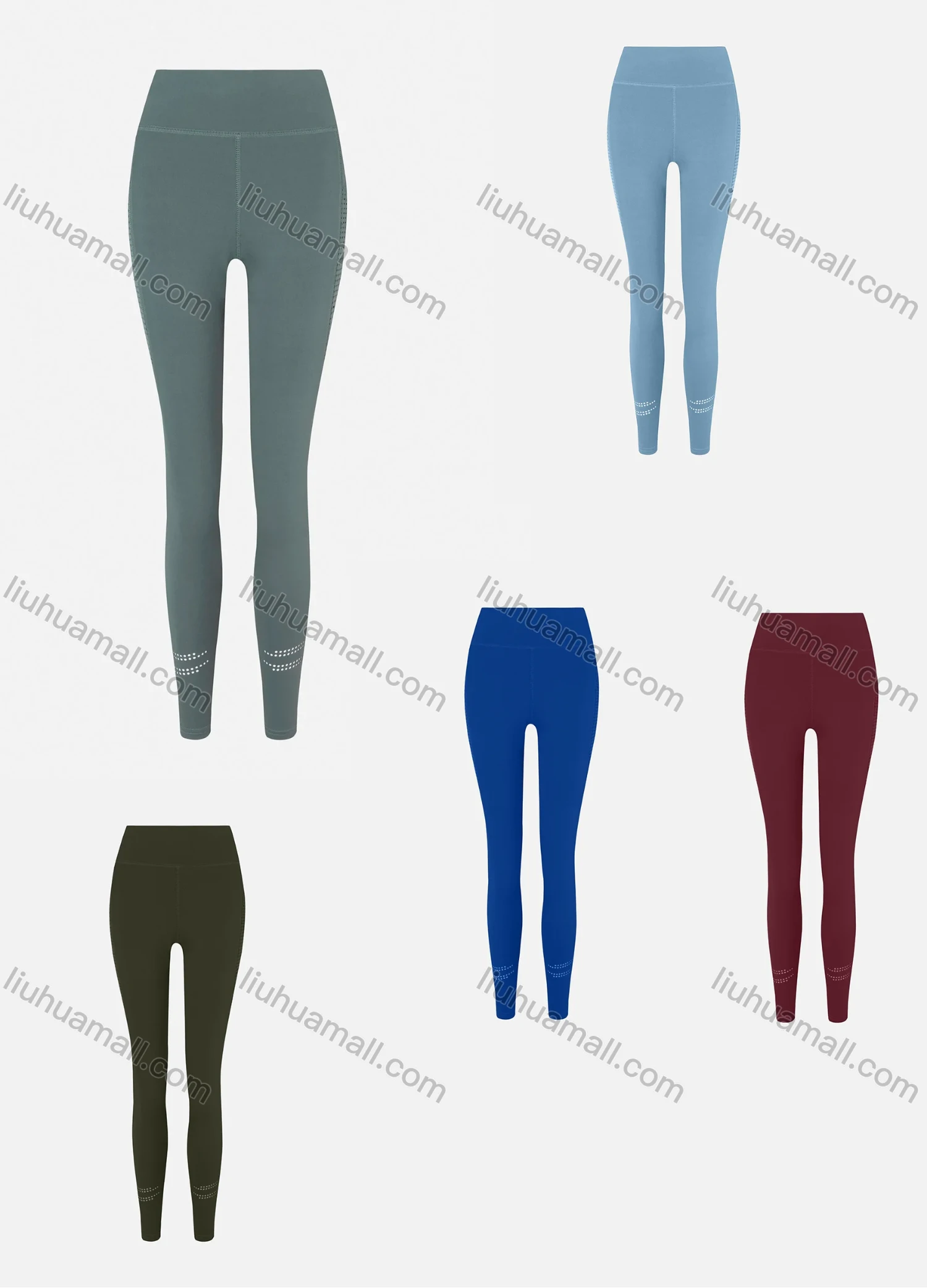 Wholesale Women's Sporty Plain High Waist Mesh Elastic Leggings - Liuhuamall