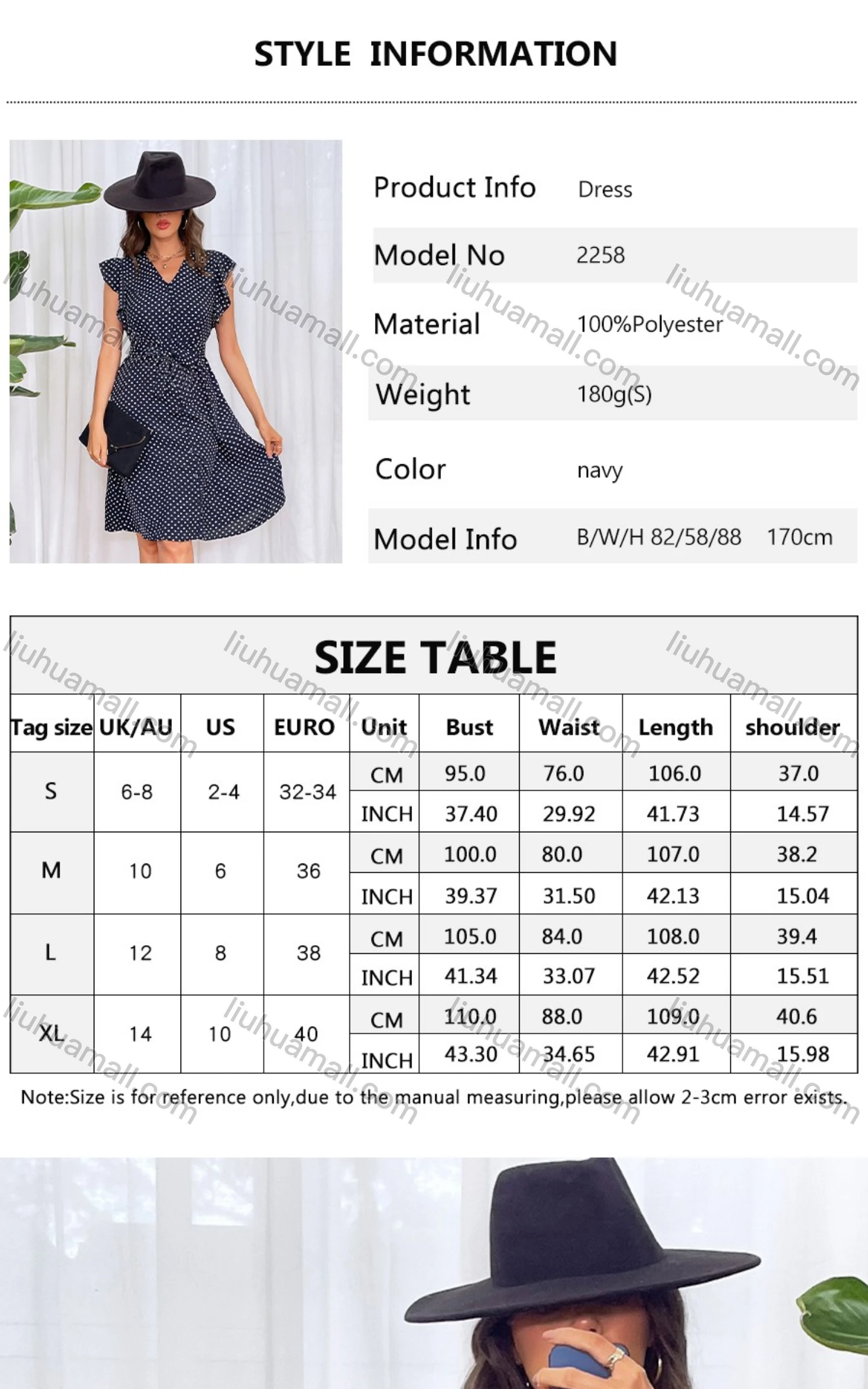 Wholesale Women's Casual Polka Dot Flounce Sleeve V Neck Buttons Down A Line Knee Length Dress With Belt 2258# - Liuhuamall