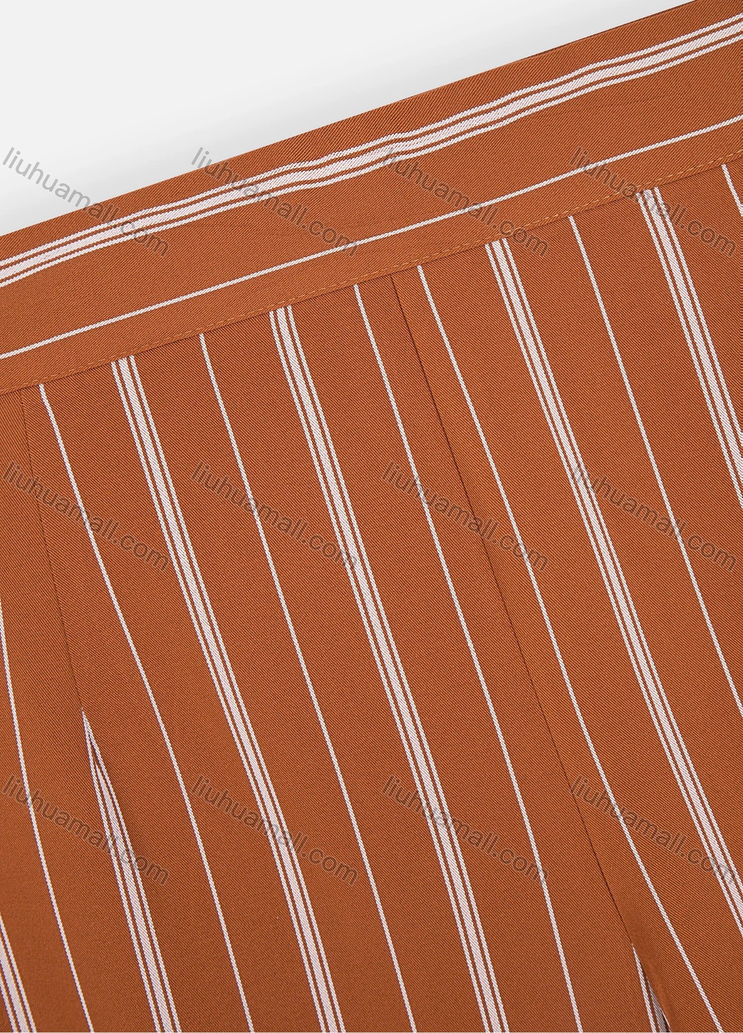 Wholesale Women's Casual Loose Fit Back Zip Striped Print Wide Leg Pants 18041# - Liuhuamall