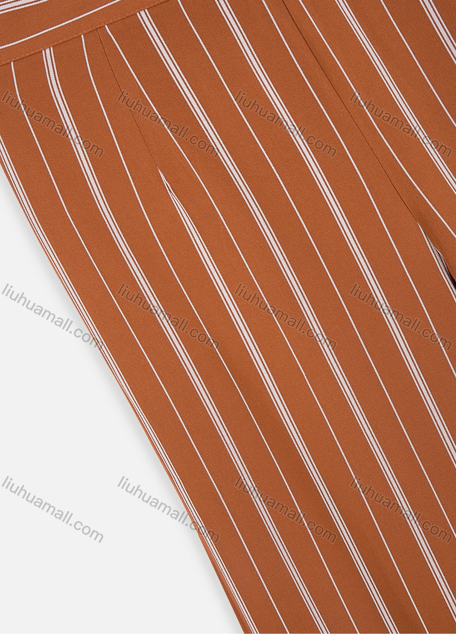 Wholesale Women's Casual Loose Fit Back Zip Striped Print Wide Leg Pants 18041# - Liuhuamall