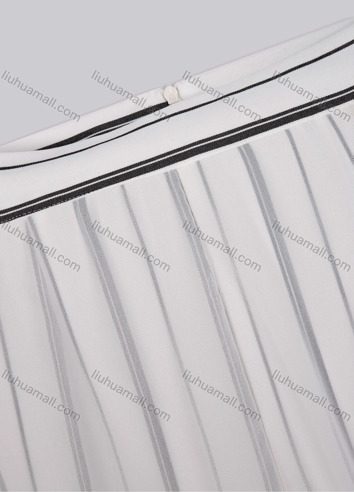 Wholesale Women's Casual Loose Fit Back Zip Striped Wide Leg Pants 18042# - Liuhuamall