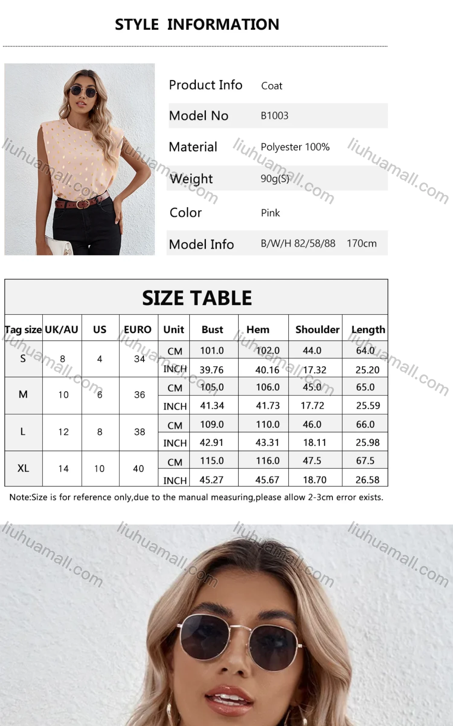 Wholesale Women's Casual Polka Dot Round-Neck Sleeveless Blouse B1003# - Liuhuamall