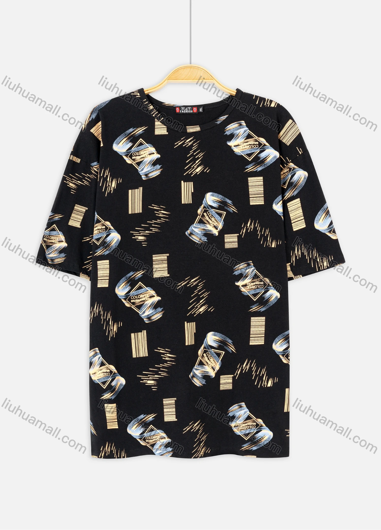 Wholesale Men's Plus Size Casual Round-neck Short Sleeve Letters Graphic Tee - Liuhuamall