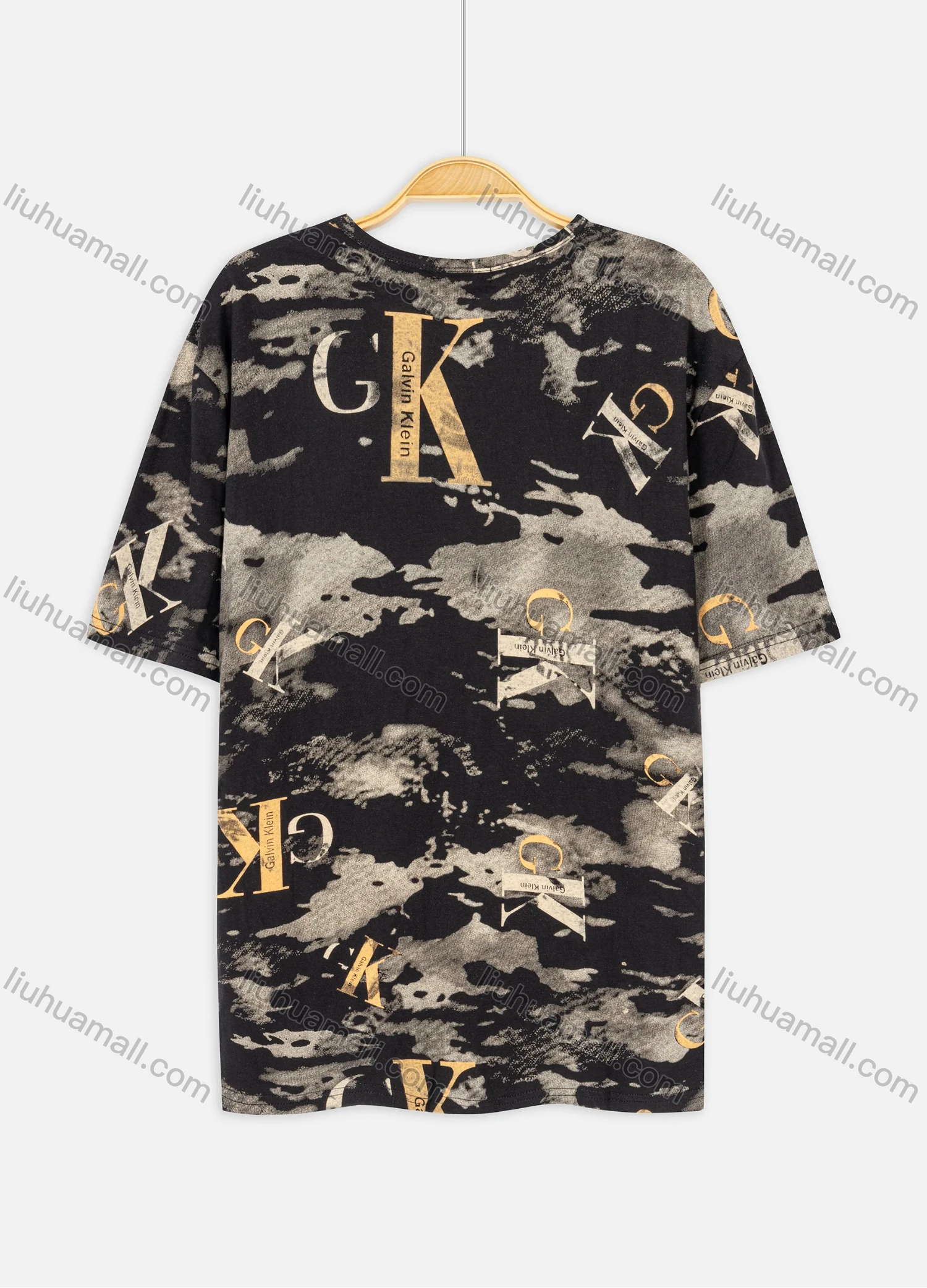 Wholesale Men's Plus Size Casual Round-neck Short Sleeve Letters Graphic Camo Tee - Liuhuamall