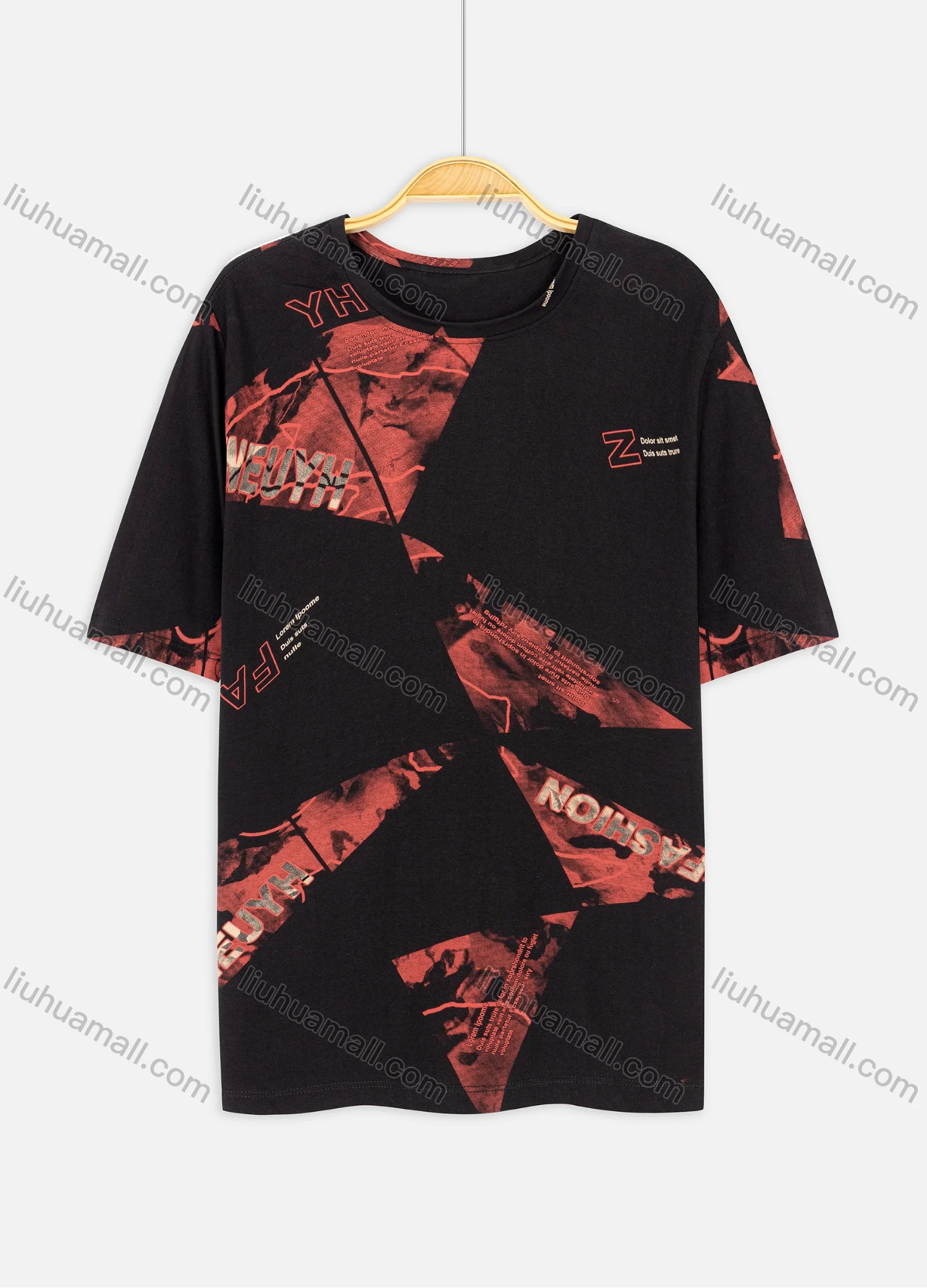 Wholesale Men's Plus Size Casual Round-neck Short Sleeve Letter Graphic Tee - Liuhuamall