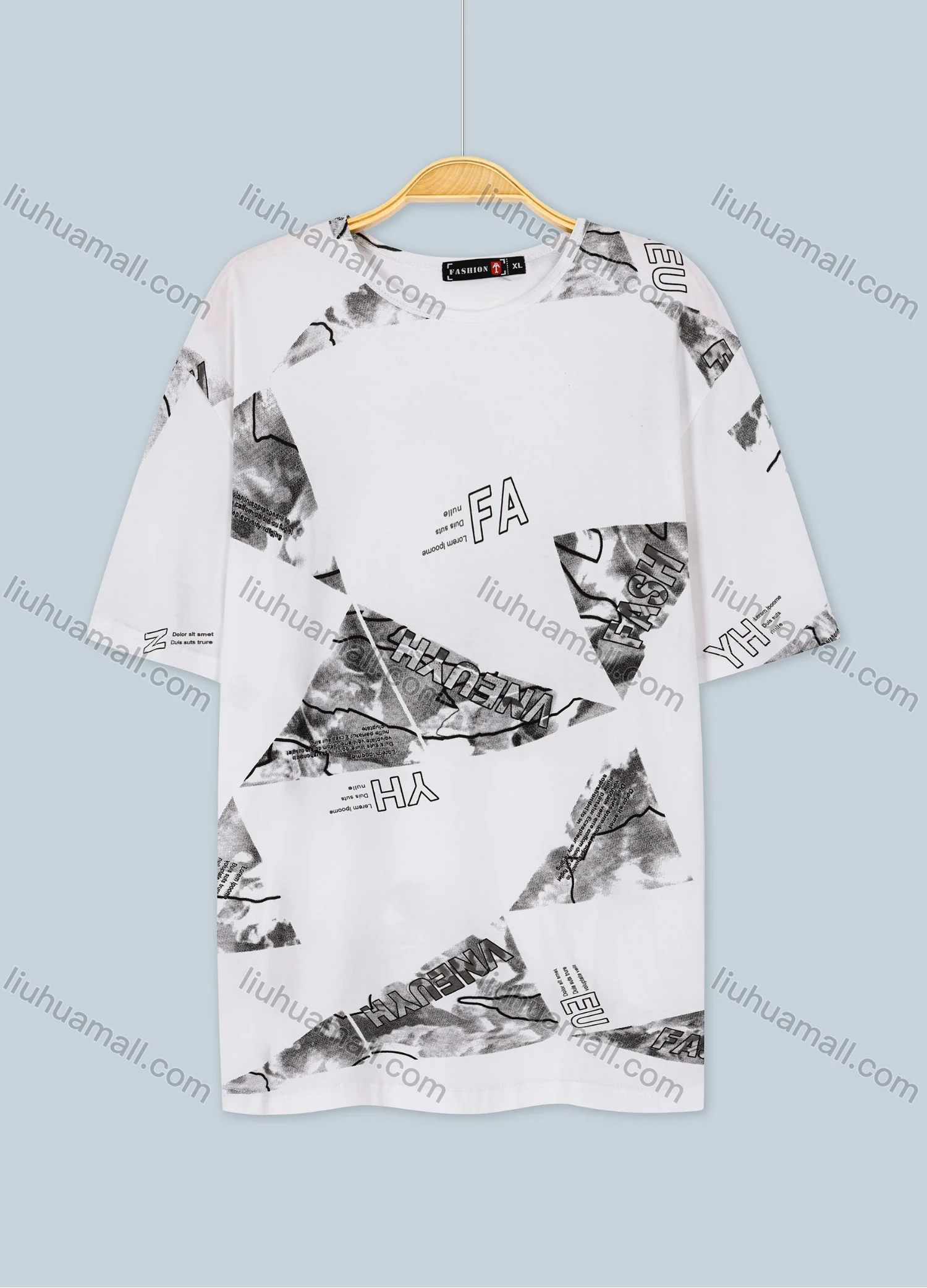 Wholesale Men's Plus Size Casual Round-neck Short Sleeve Letter Graphic Tee - Liuhuamall