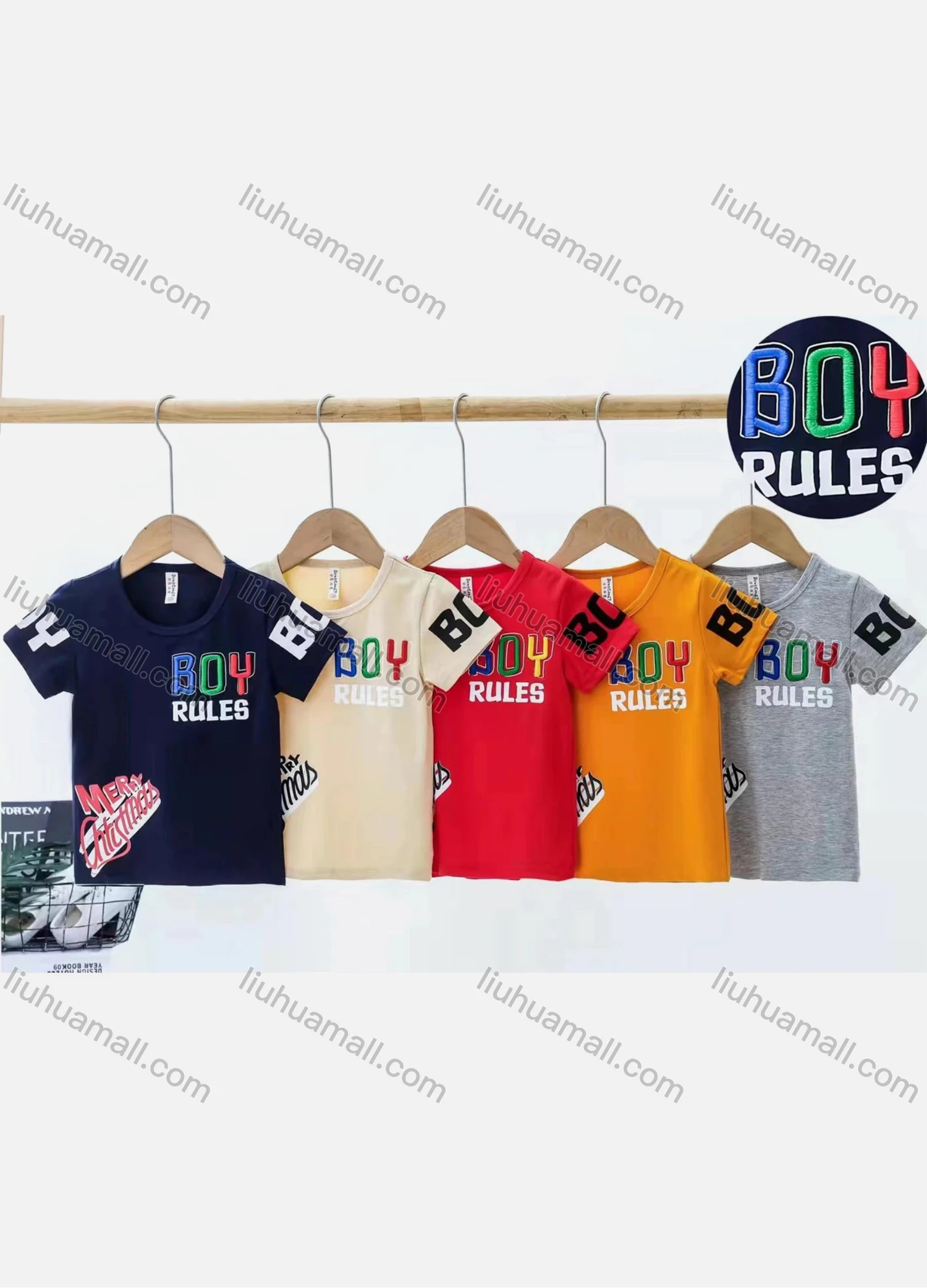 Wholesale Boys Embroidery Letter Graphic Patch Pocket Short Sleeve T-shirt 6152# - Liuhuamall
