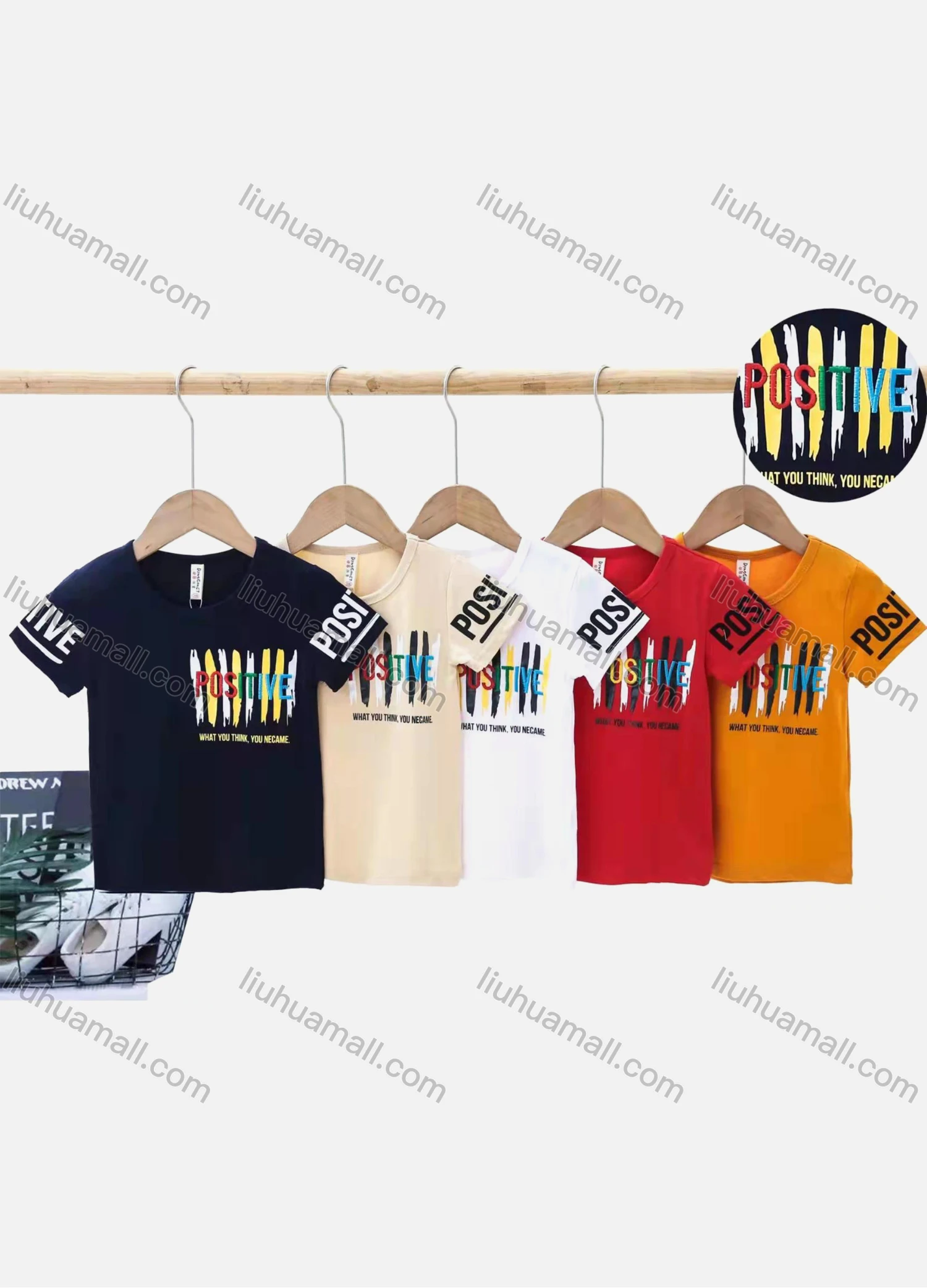 Wholesale Boys Casual Letter Graphic Embroidery Short Sleeve T-shirt 6171# - Liuhuamall