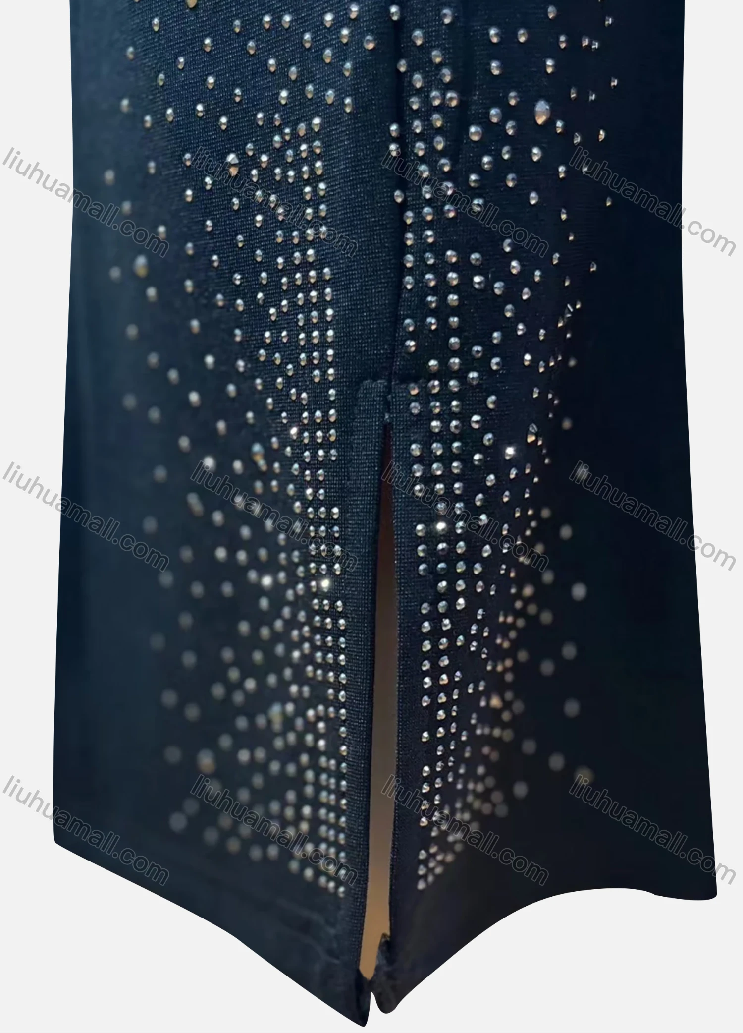 Wholesale Women's Casual High Waist Rhinestone Split Flared Hem Cropped Pants - Liuhuamall