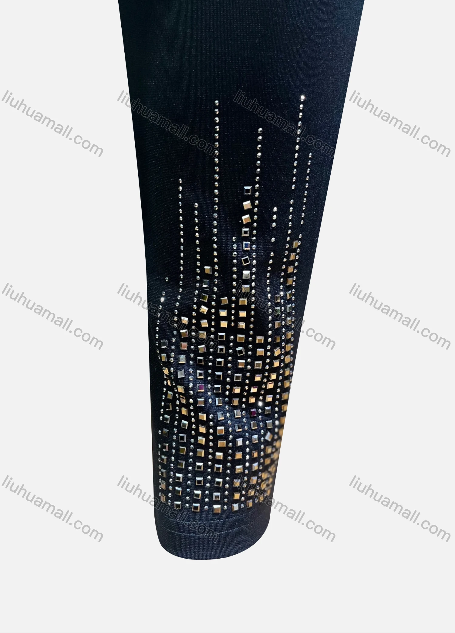Wholesale Women's Casual High Waist Retro Rhinestone Applique Ankle Length Leggings - Liuhuamall