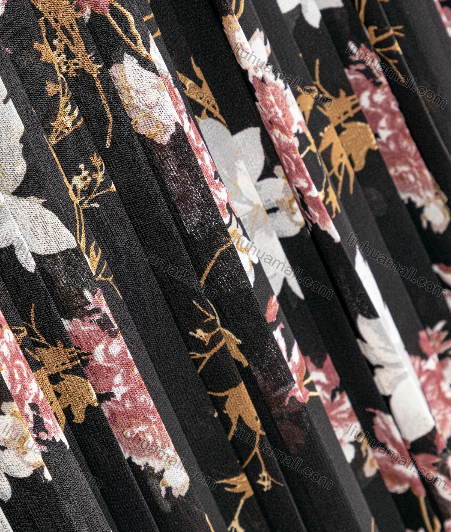 Wholesale Women's Casual Allover Floral Print Paper Bag Waist Pleated Chiffon Maxi Skirts - Liuhuamall