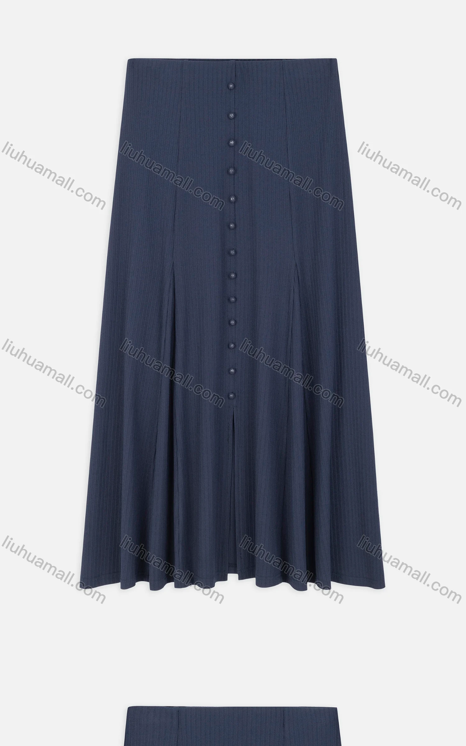 Wholesale Women's Casual Single Decorative Buttons Ruched Split Hem Plain Maxi Skirts - Liuhuamall