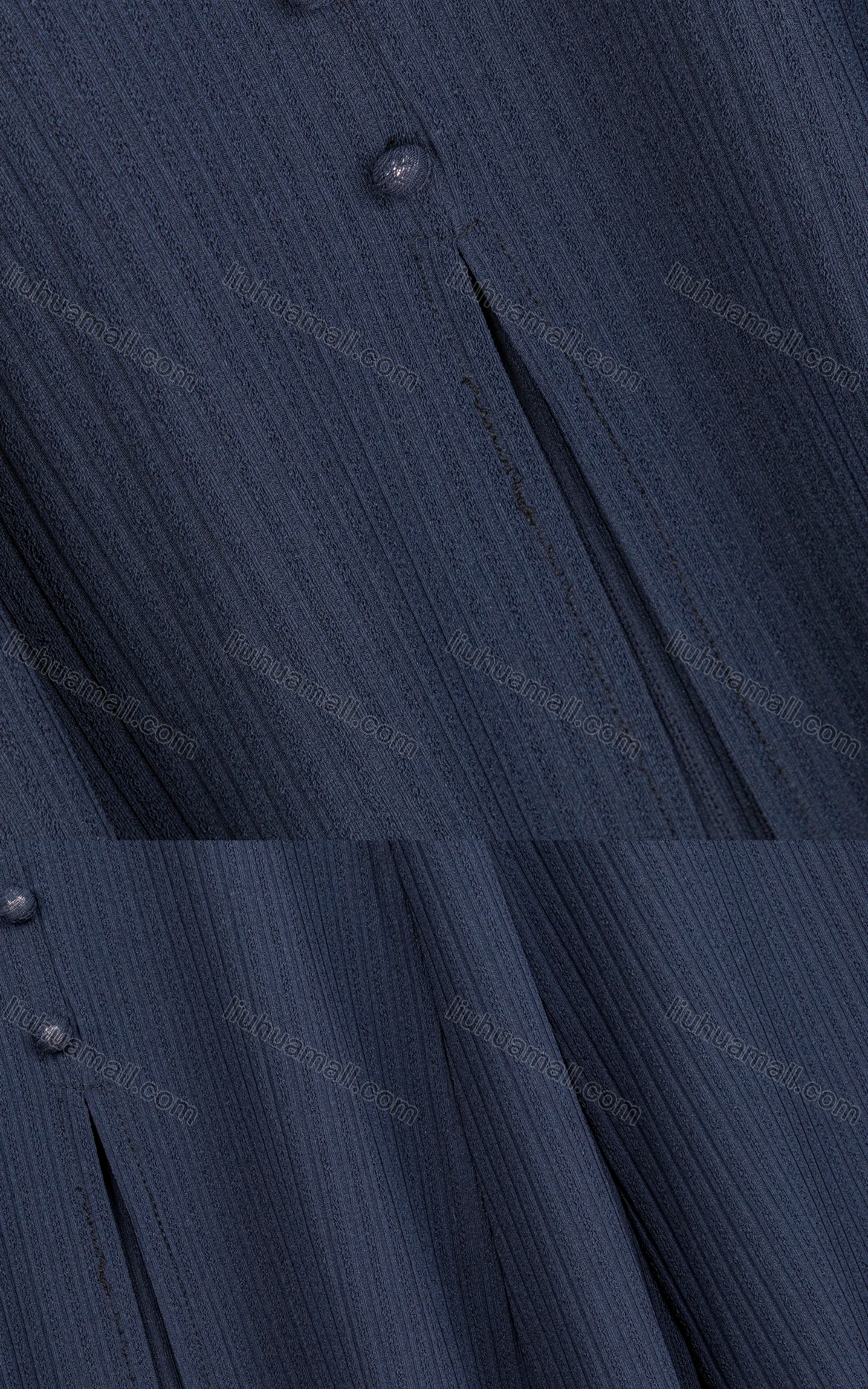 Wholesale Women's Casual Single Decorative Buttons Ruched Split Hem Plain Maxi Skirts - Liuhuamall