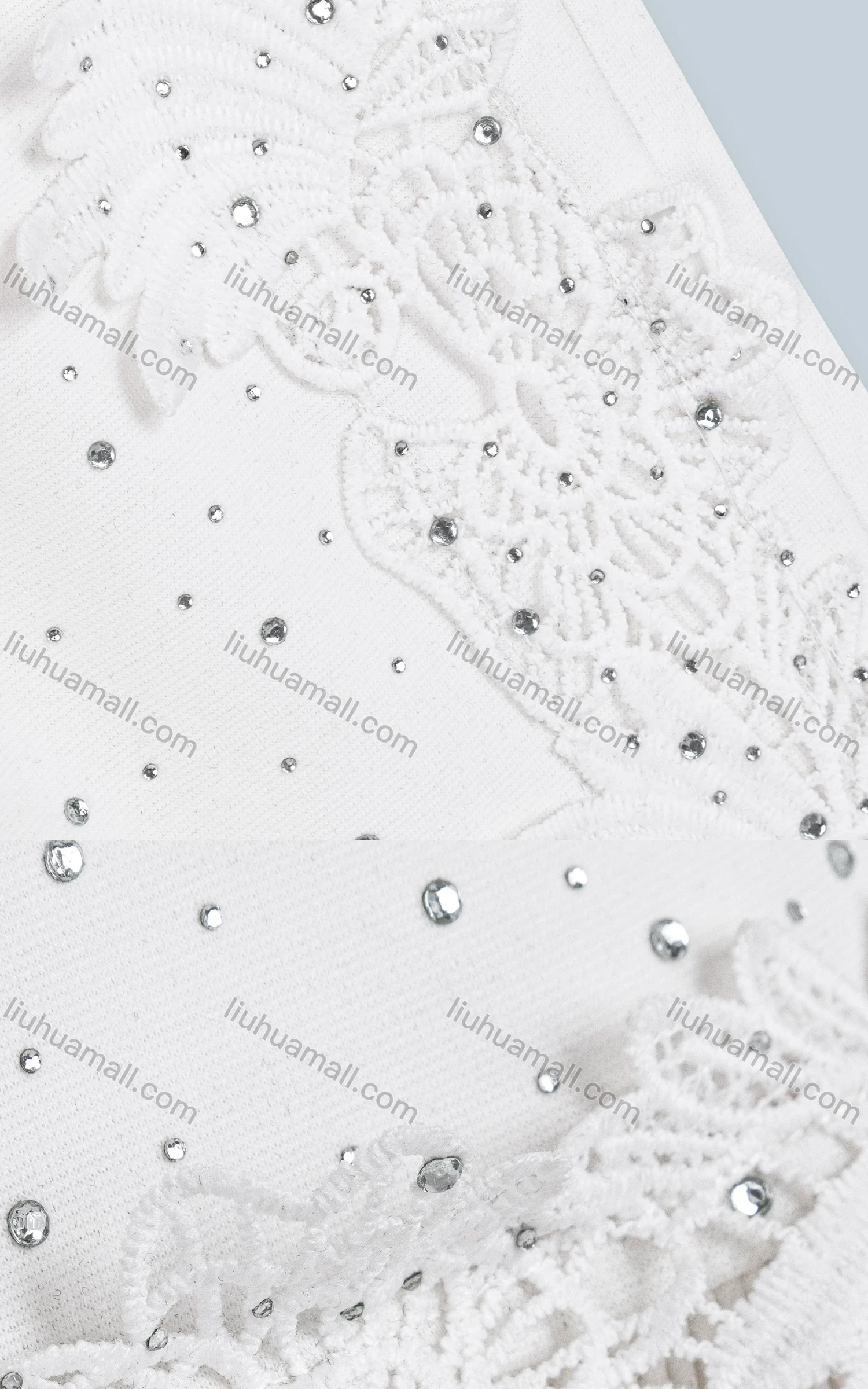 Wholesale Women's Casual Rhinestone Splicing Crochet Guipure Appliques Ruched Midi Skirts - Liuhuamall