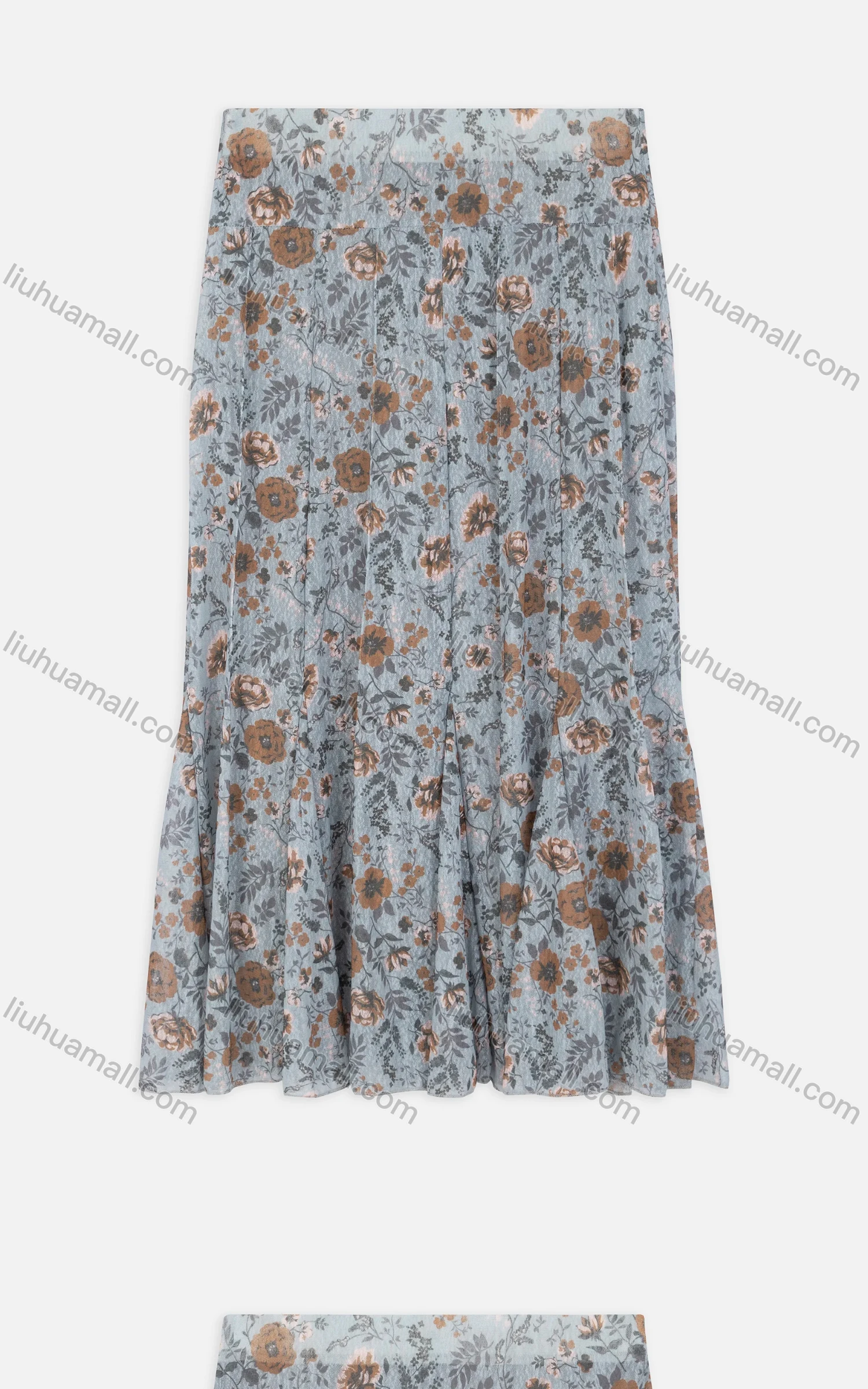 Wholesale Women's Casual Allover Floral Print Ruffle Hem Mesh Mermaid Midi Skirts - Liuhuamall