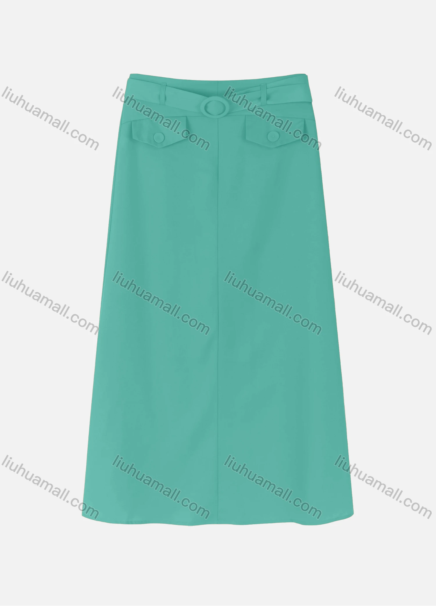 Wholesale Women's Casual Two Side Flap Decoration A-line Skirts With Belt 1942# - Liuhuamall
